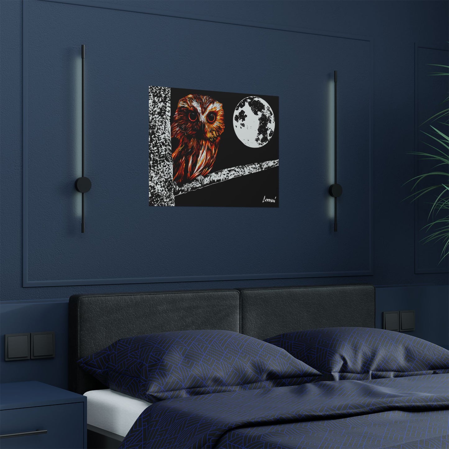 Mystical Owl Satin Poster | 300gsm Wall Art for Nature Lovers