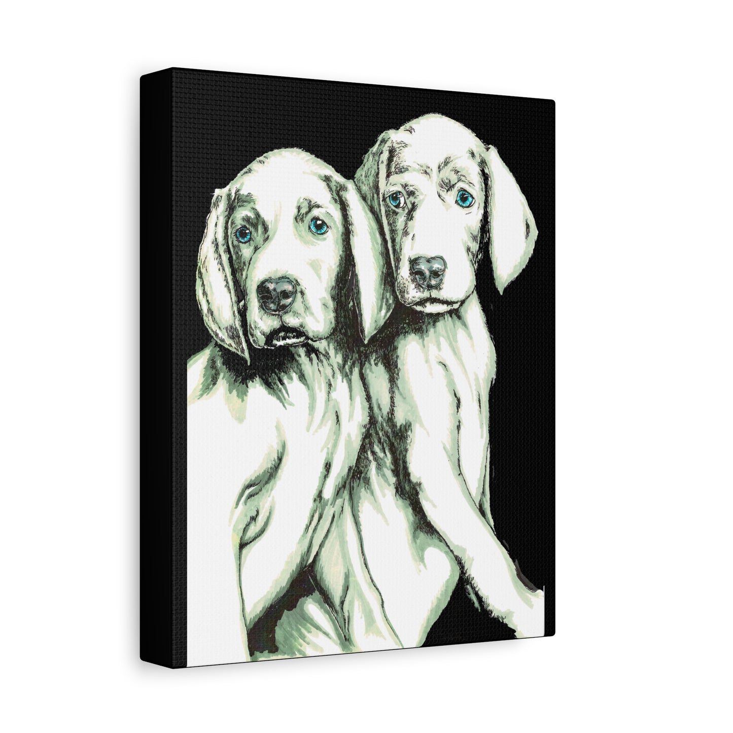 Two Puppies Art Canvas Print - Stretched Wall Decor