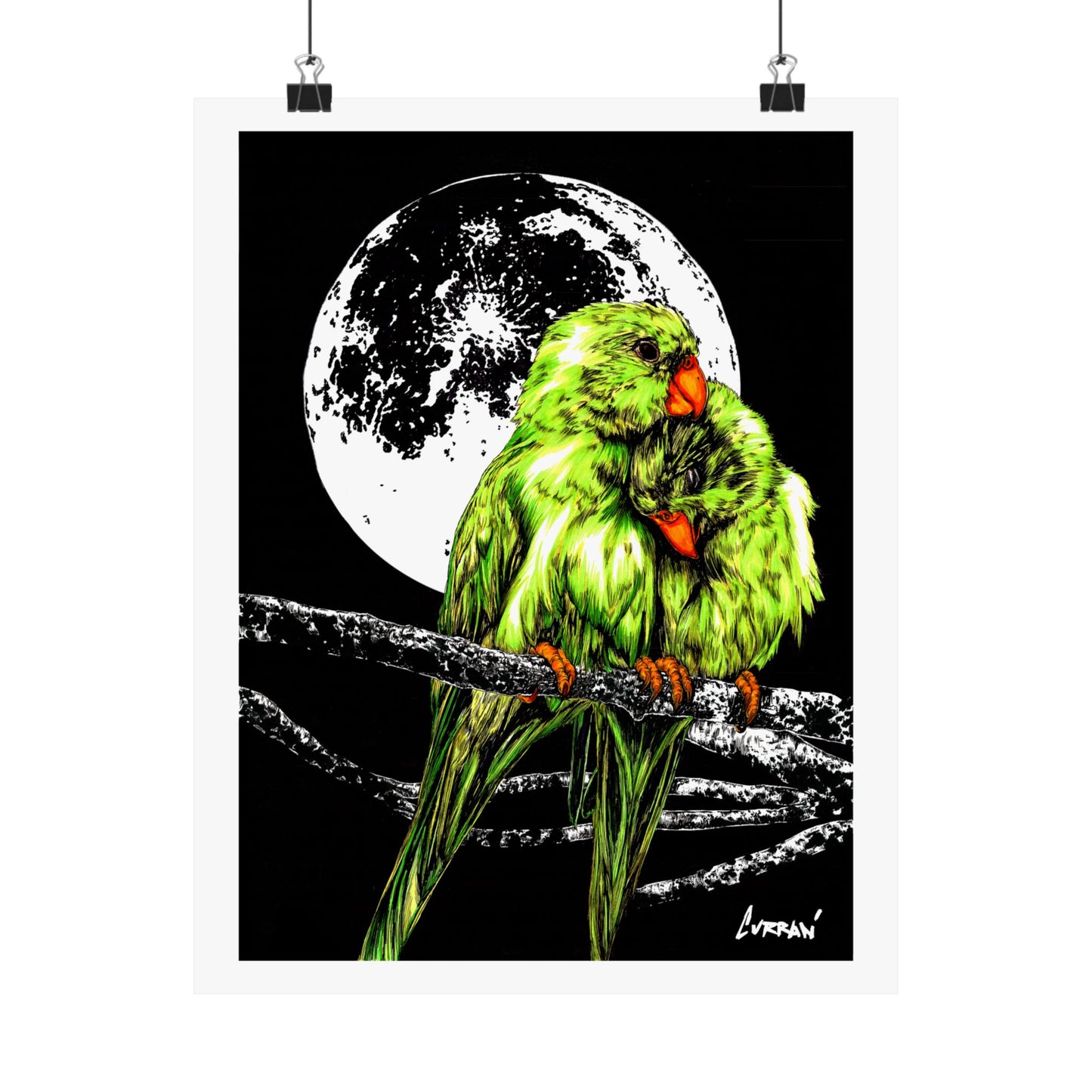 Vibrant Lovebirds Satin Poster - 300gsm Wall Art