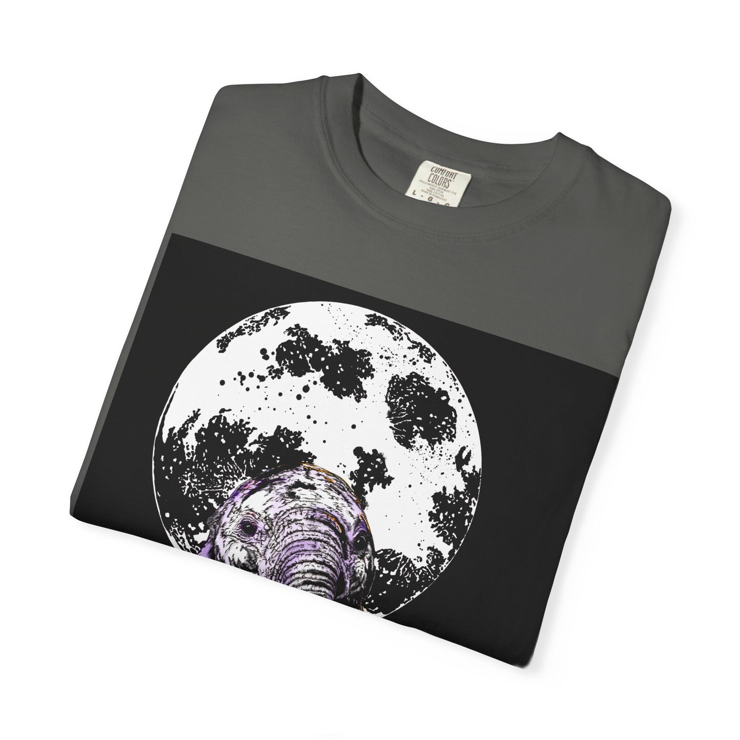 Moonlit Baby Elephant Unisex T-shirt | Eco-Friendly Garment-Dyed Tee