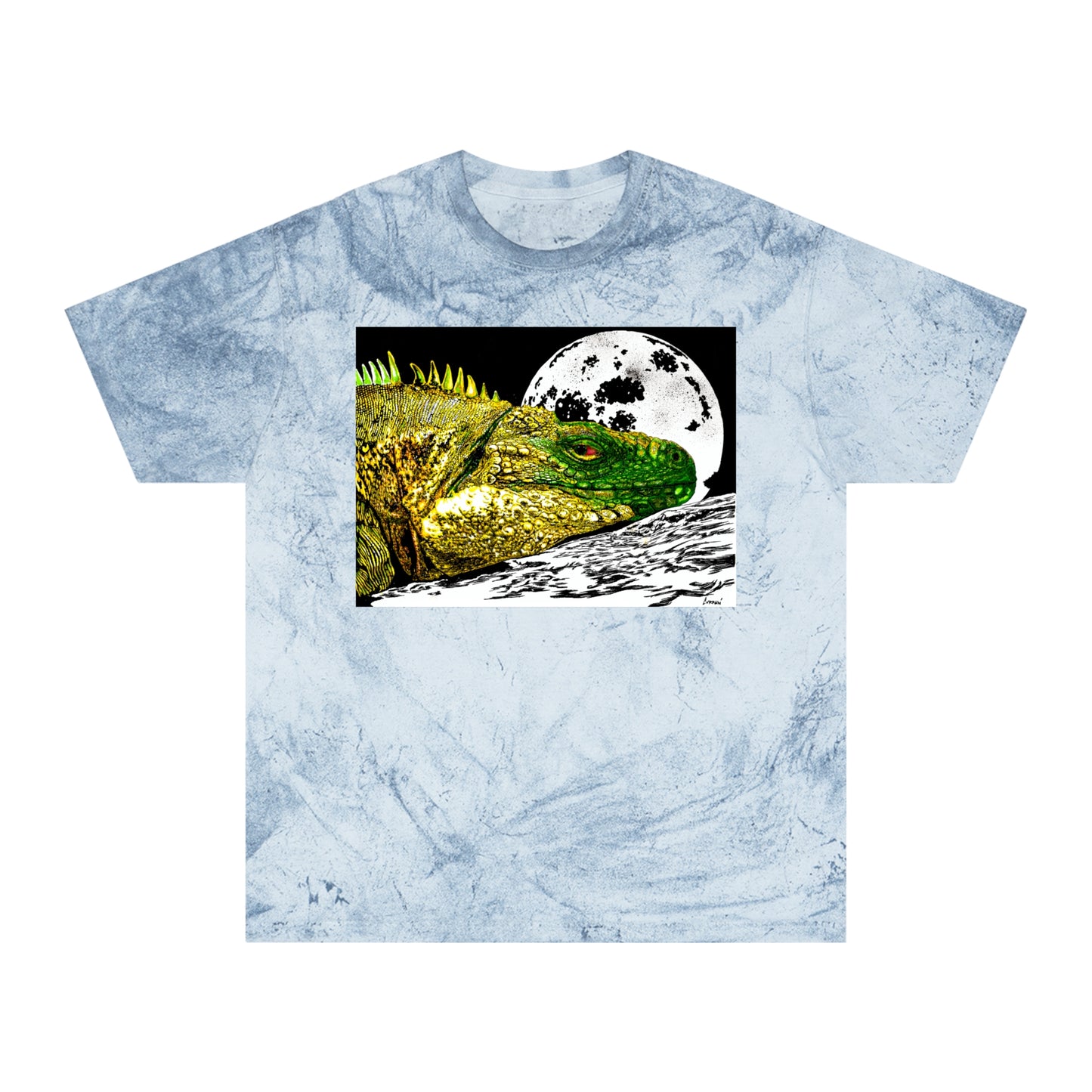Reptile Moonlight T Shirt Hand Drawn Color Blast Design