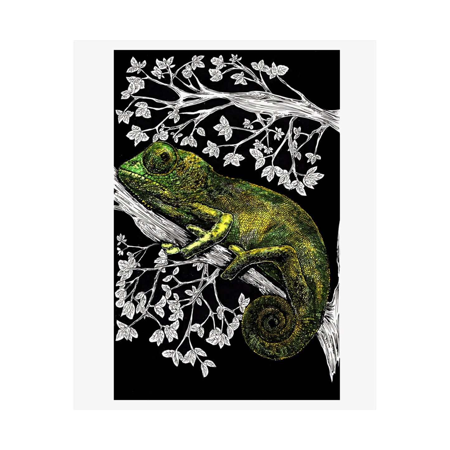 Vibrant Chameleon Satin Poster - 300gsm Wall Art for Nature Lovers