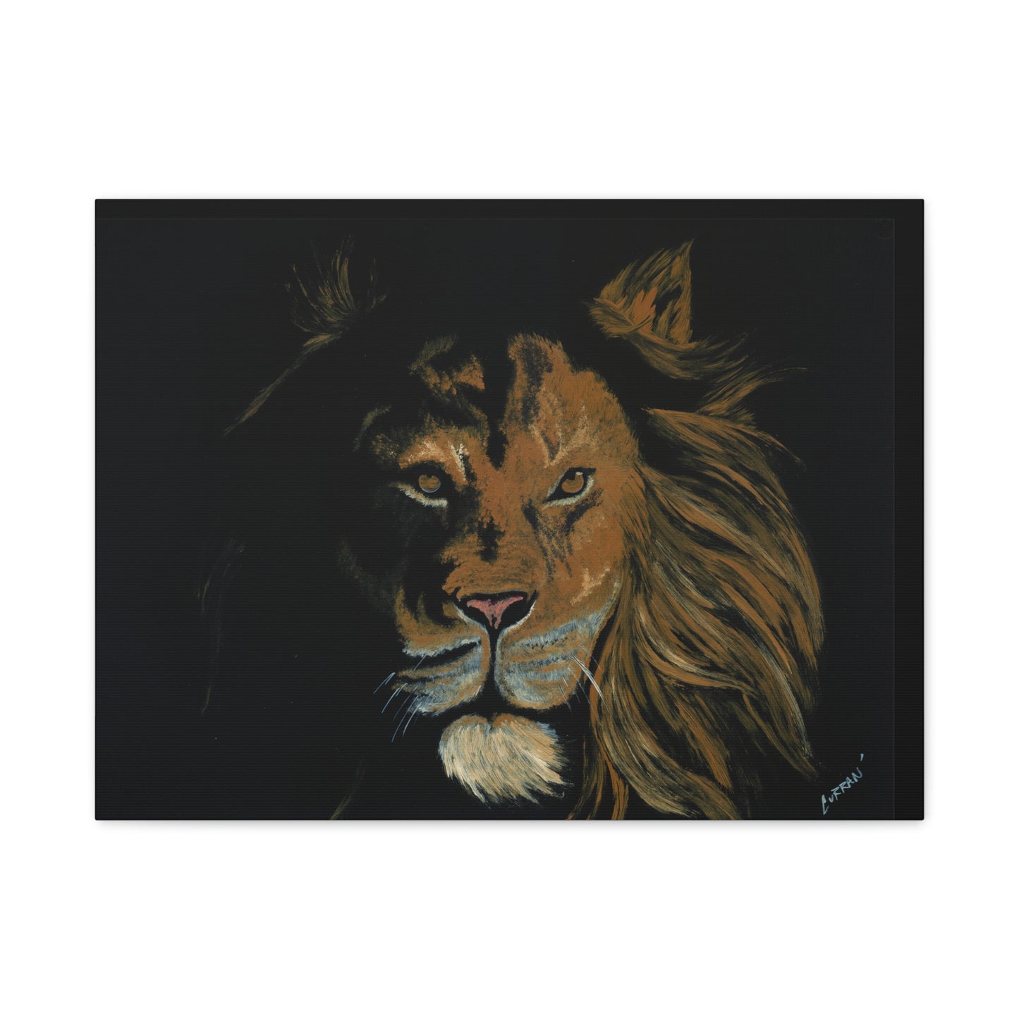 Lion Canvas Art – Original Hand-Painted Realistic and Detailed Big Cat Portrait printed on Matte Canvas, Stretched, 1.25"