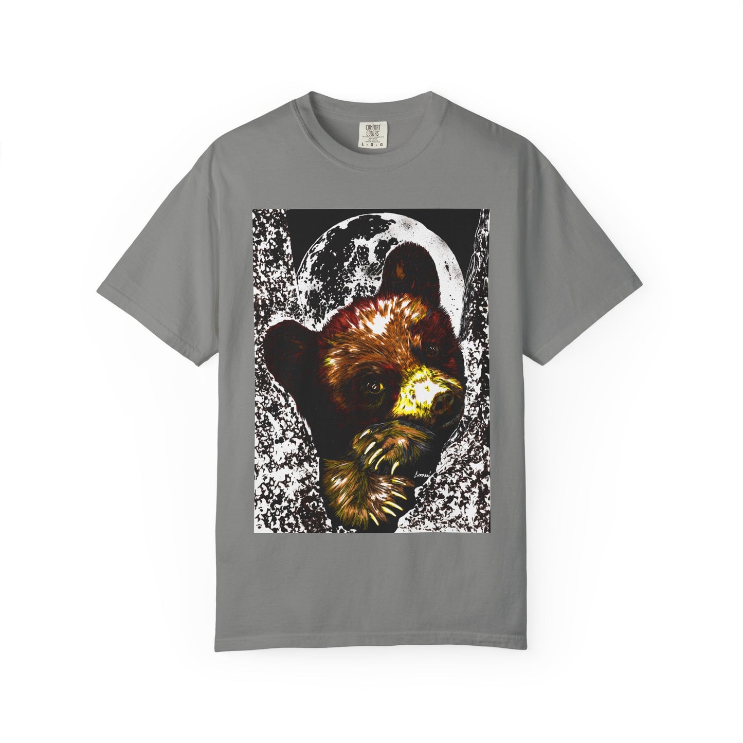 Moonlit Brown Bear Cub Unisex Garment-Dyed T-Shirt | Nature-Inspired Apparel