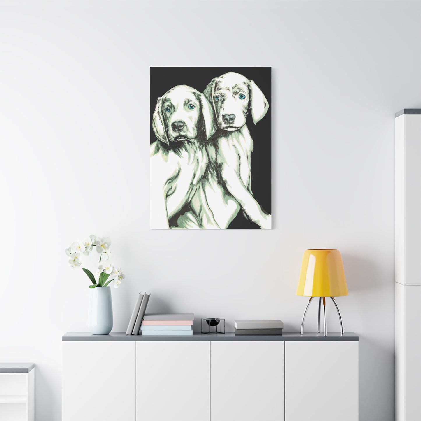 Two Puppies Art Canvas Print - Stretched Wall Decor