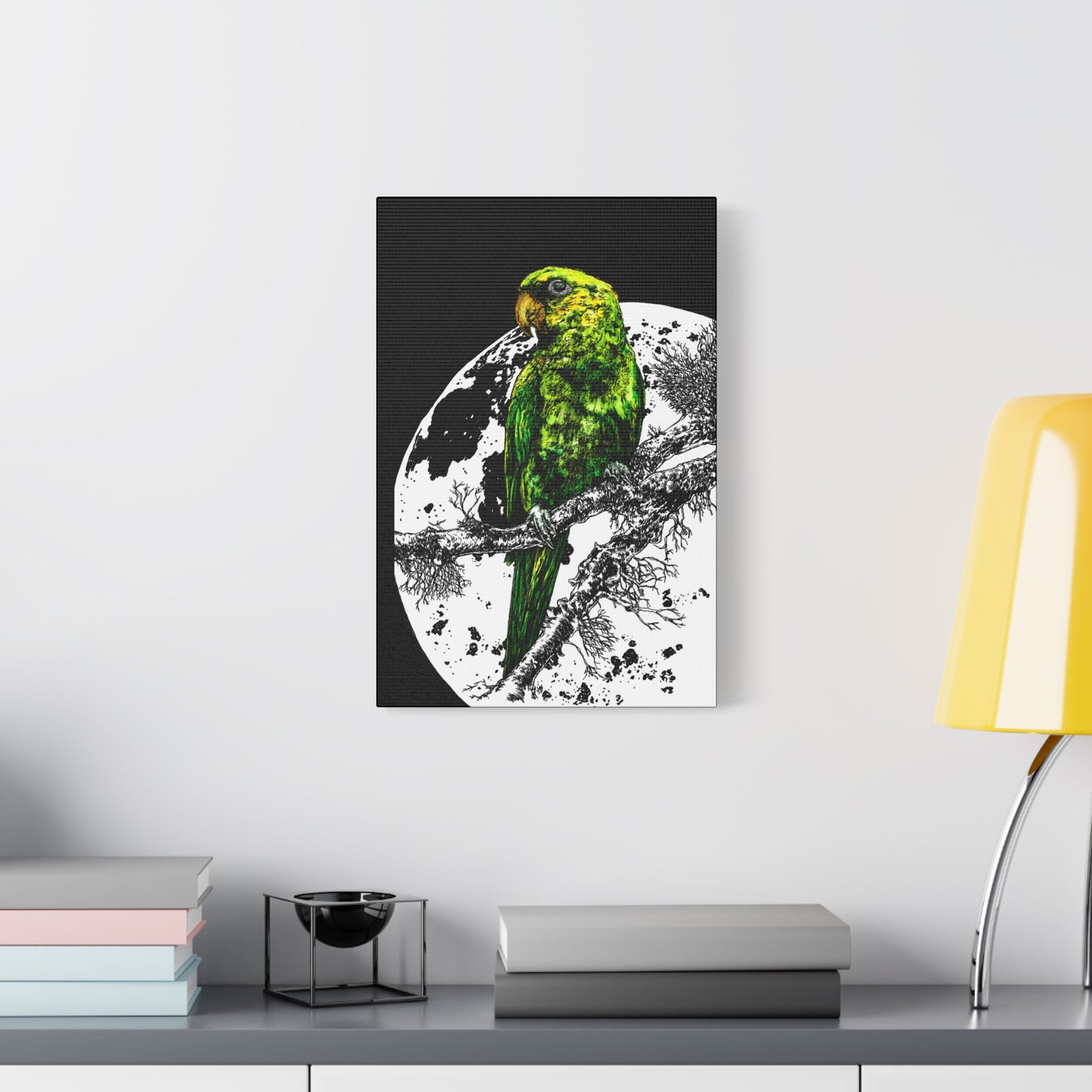 Green Parrot Wall Art Print - Matte Canvas, Stretched,