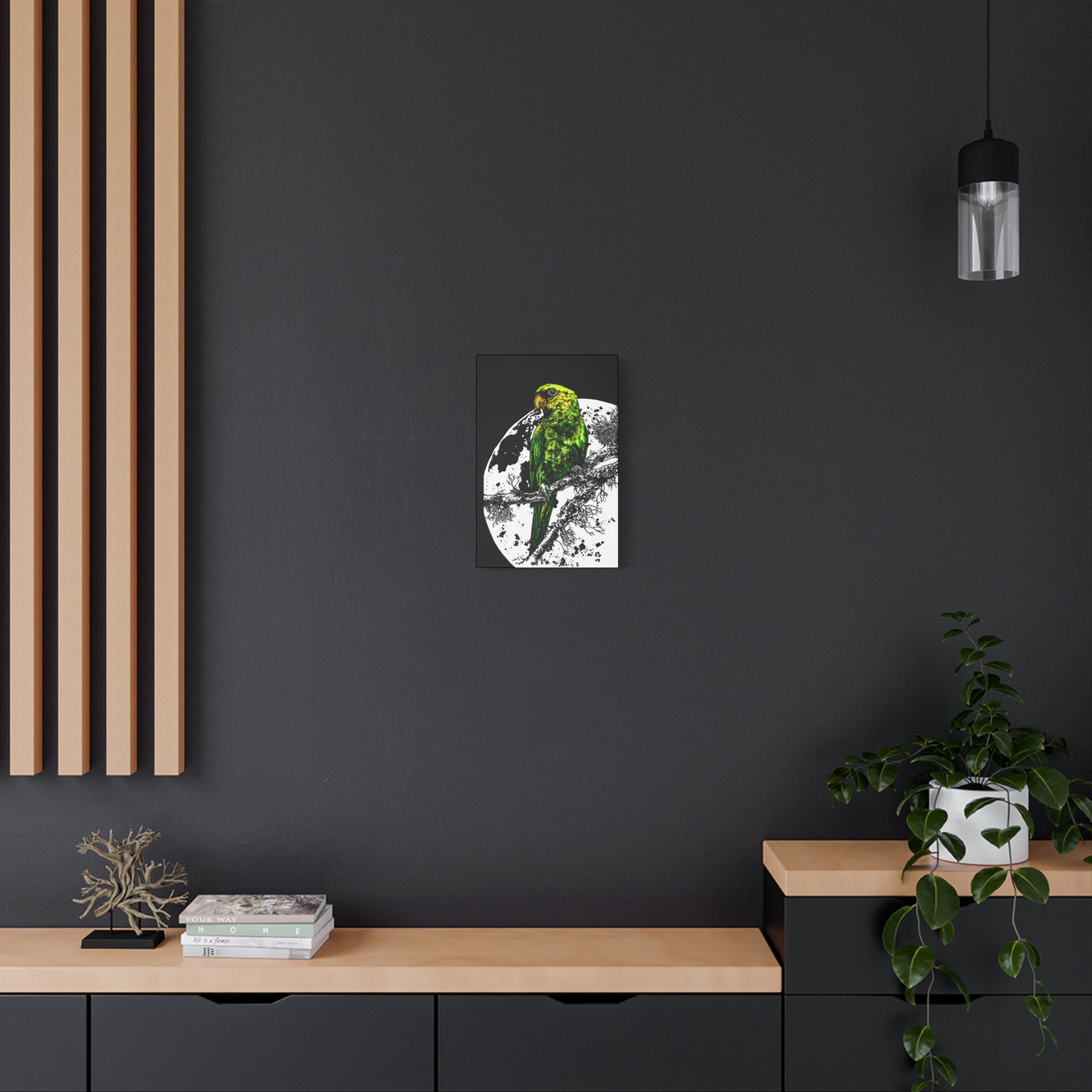 Green Parrot Wall Art Print - Matte Canvas, Stretched,