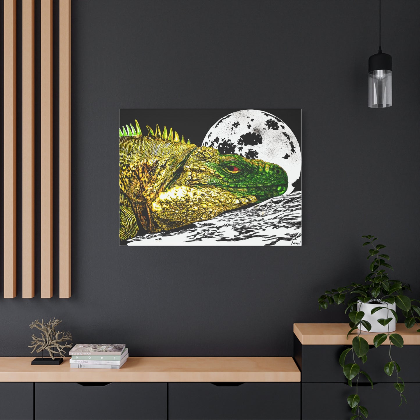 Reptile Art Print, Print of my Original hand drawn art printed on stretched canvas of a Reptile