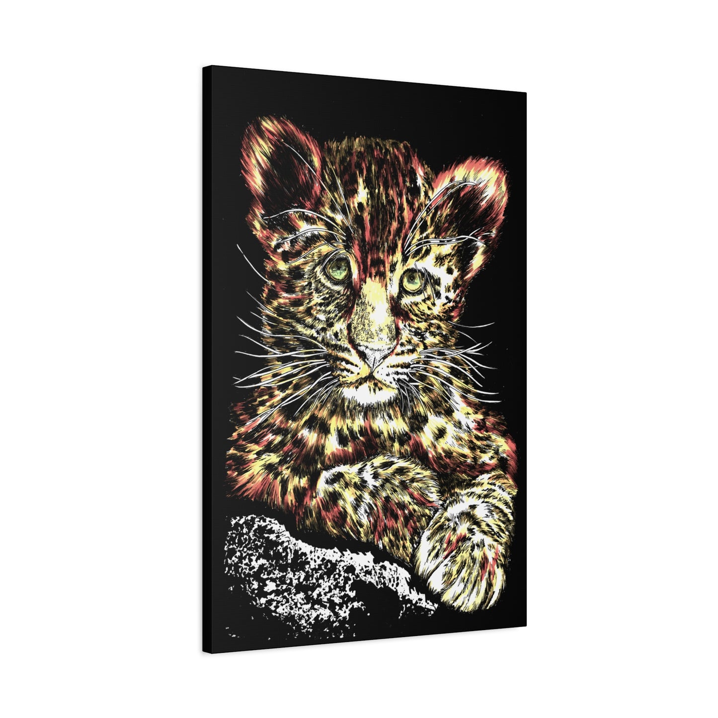Leopard Cub Wall Art Print of the Original, hand drawn wall art of a Leopard Cub