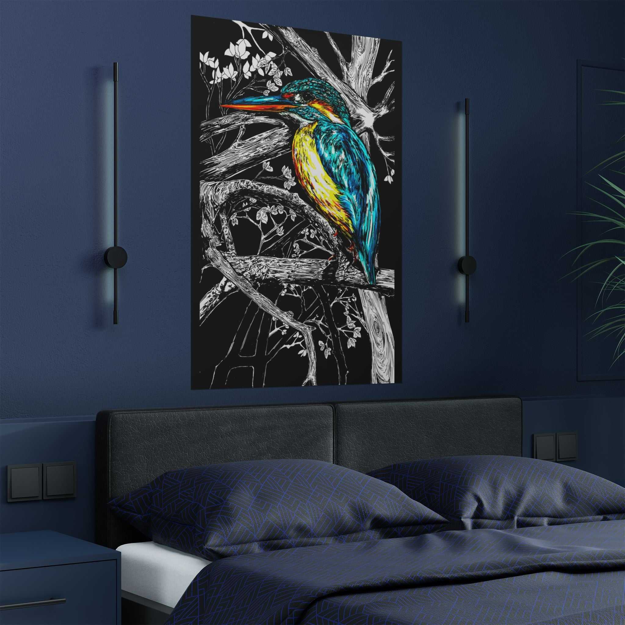 Bring nature's beauty into your home with our stunning Kingfisher Satin Poster - 300gsm Art Print for Nature Lovers. Shop now!