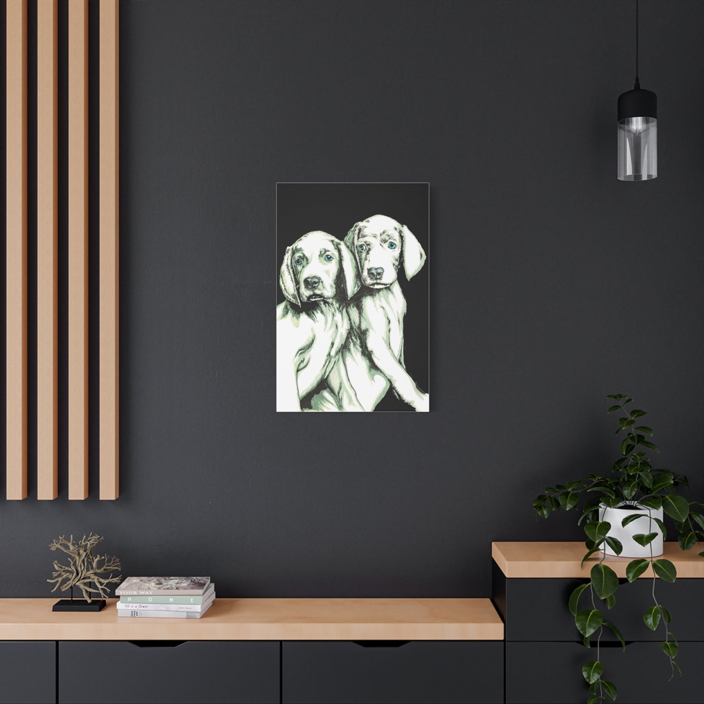 Two Puppies Art Canvas Print - Stretched Wall Decor