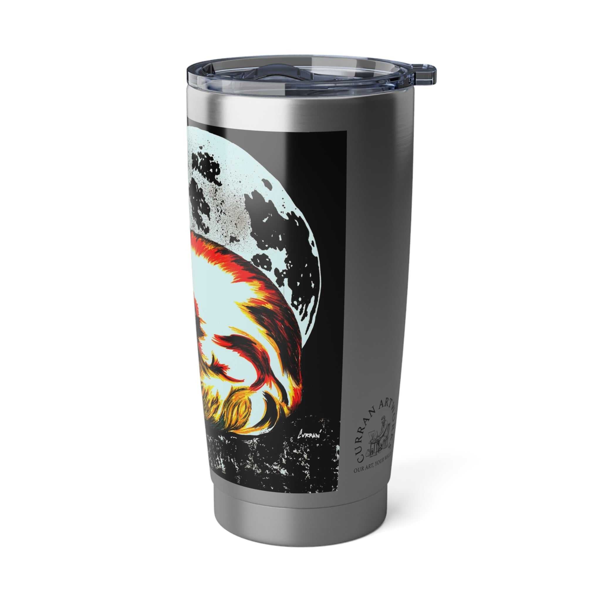 Red Fox Travel Tumbler, 20oz Metal Mug, Hand Drawn Wall Art Design, Gift for Wildlife Lover, Unique Animal Cup, Original Fox Illustration,