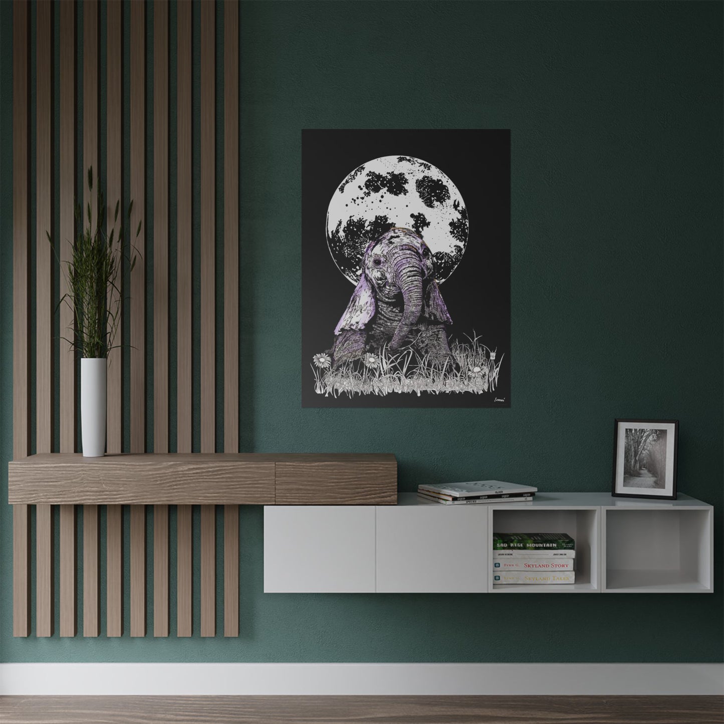 Baby Elephant Satin Poster | Art Print for Nursery Decor