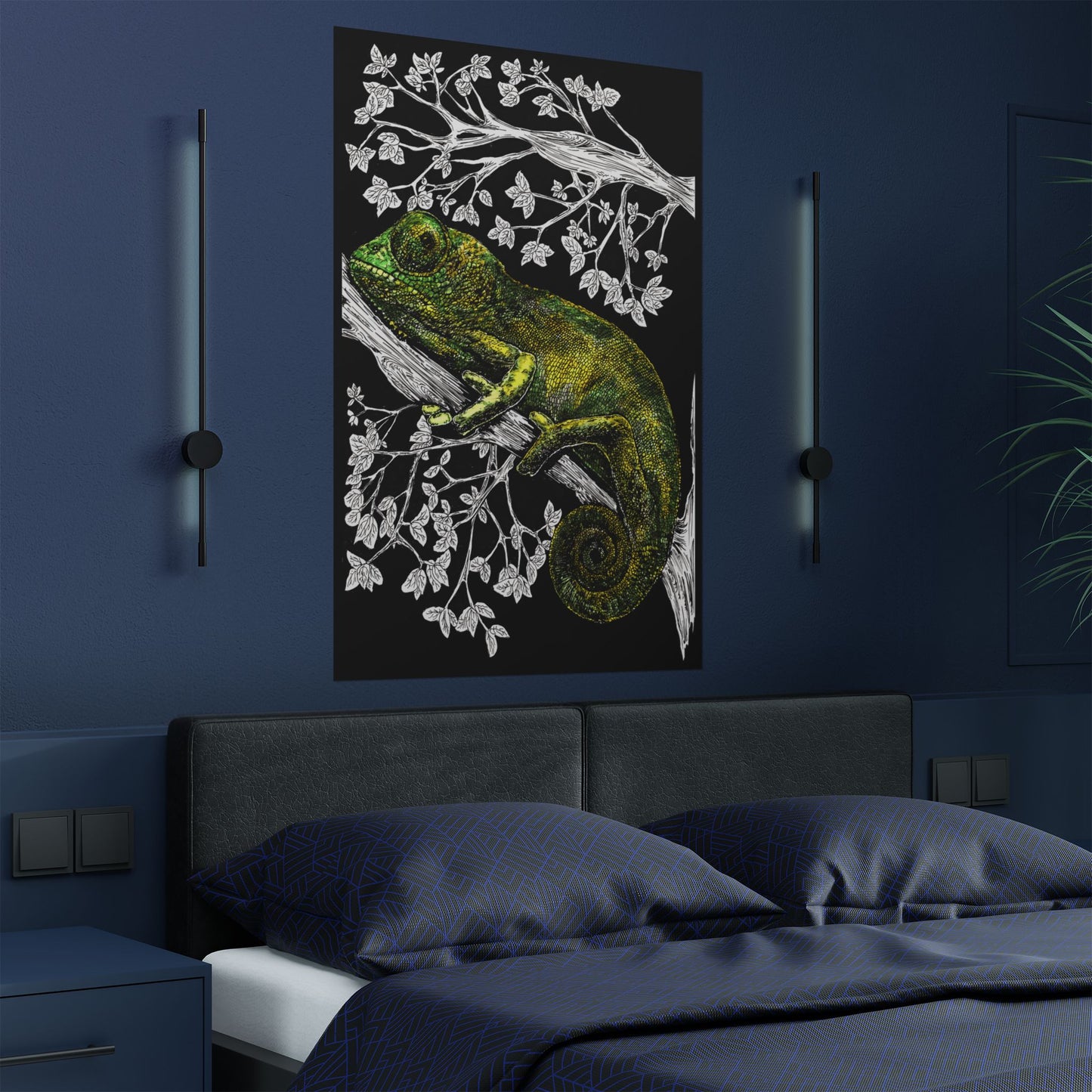 Vibrant Chameleon Satin Poster - 300gsm Wall Art for Nature Lovers