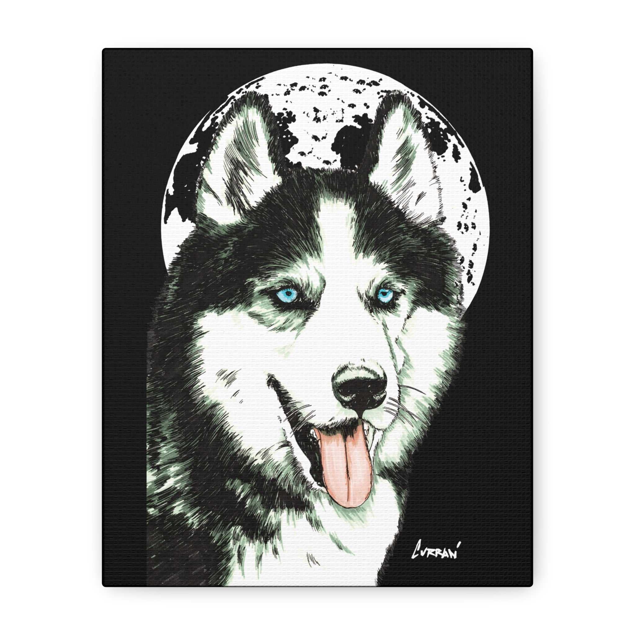 Transform your space with Siberian Husky Canvas Wall Art - Moonlit Dog Decor. Add a touch of mystery and beauty to your walls today!