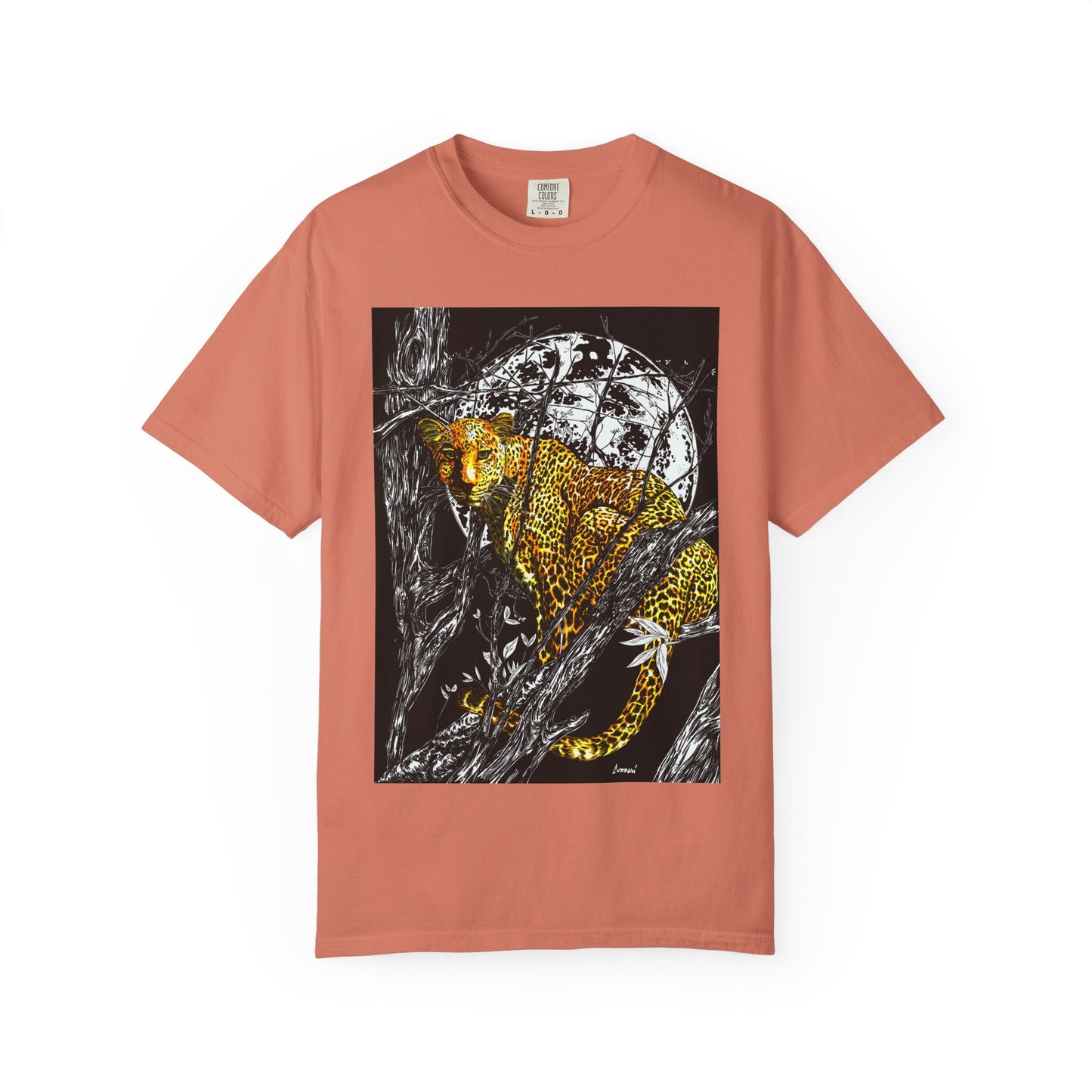 Moonlit Leopard Unisex Garment-Dyed T-Shirt - Wild Animal Art Tee