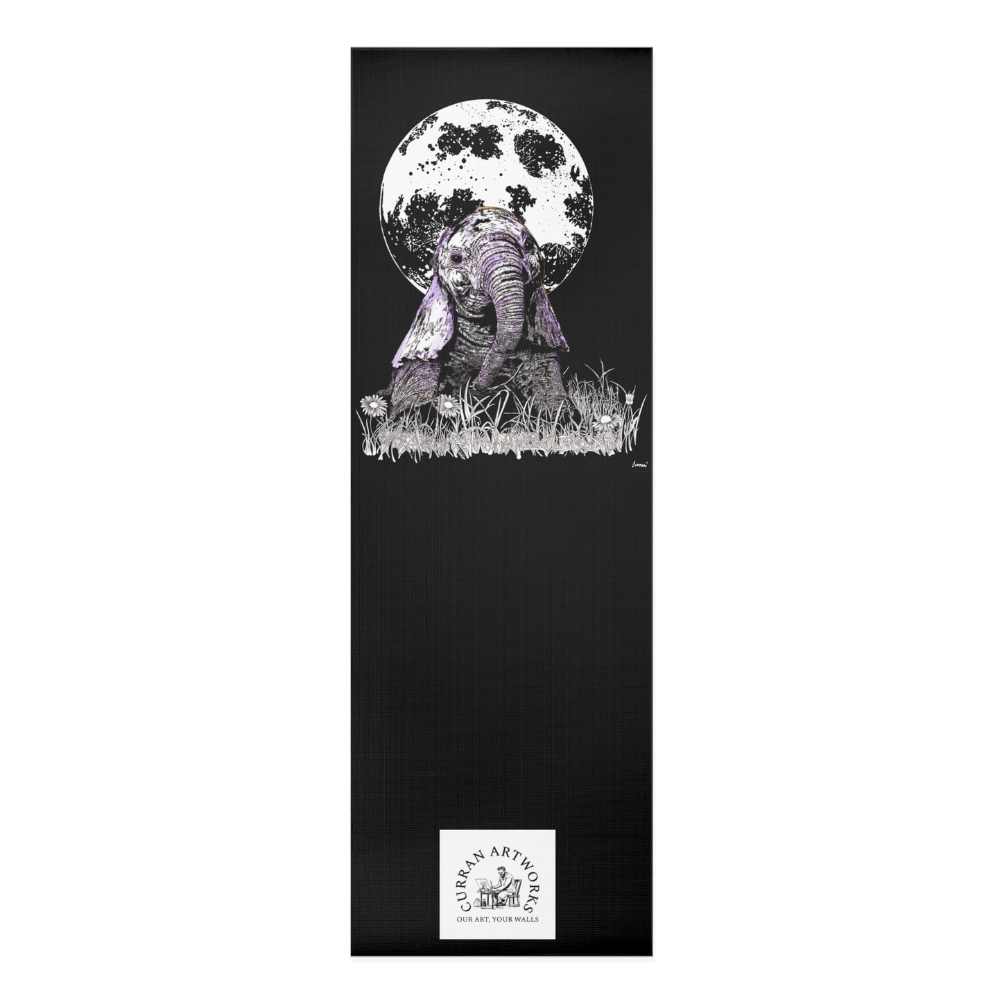 Baby Elephant Yoga Mat - Hand Drawn Baby Elephant Wall Art