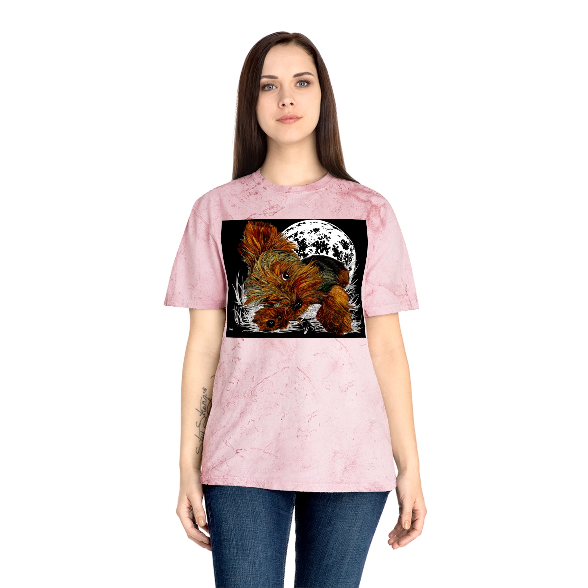 Colorful Puppy Moonlit Unisex T Shirt Perfect for Dog Lovers