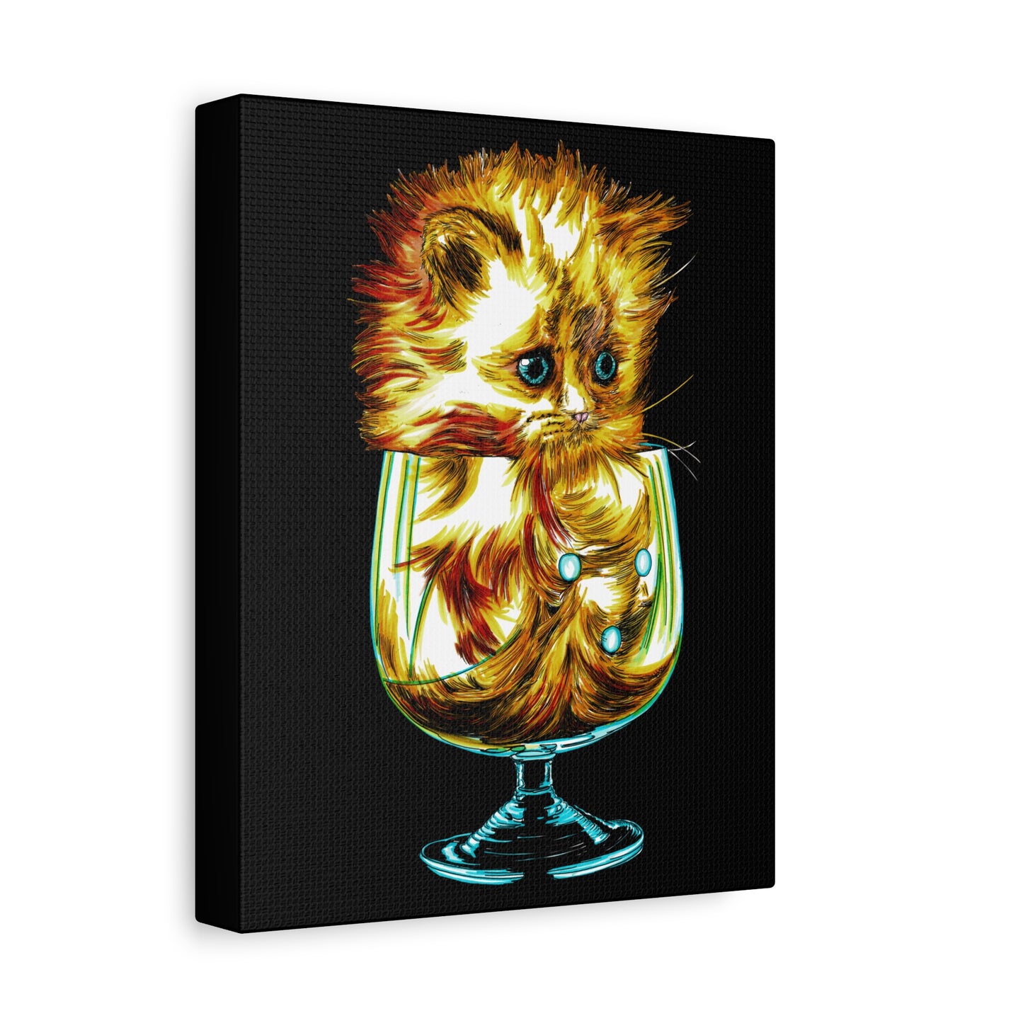Whimsical Cat Art Canvas Print - 1.25" Stretched Wall Decor