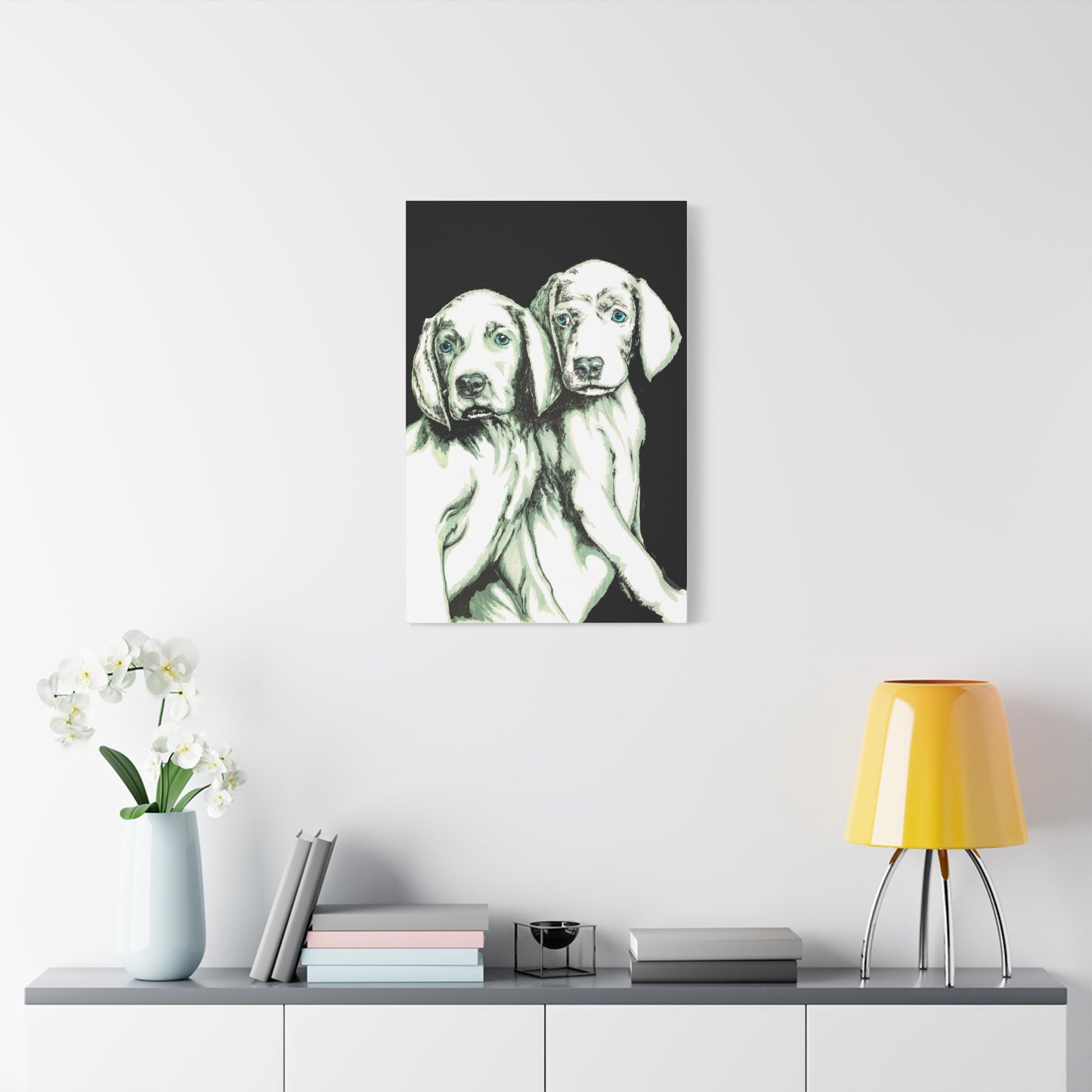 Two Puppies Art Canvas Print - Stretched Wall Decor