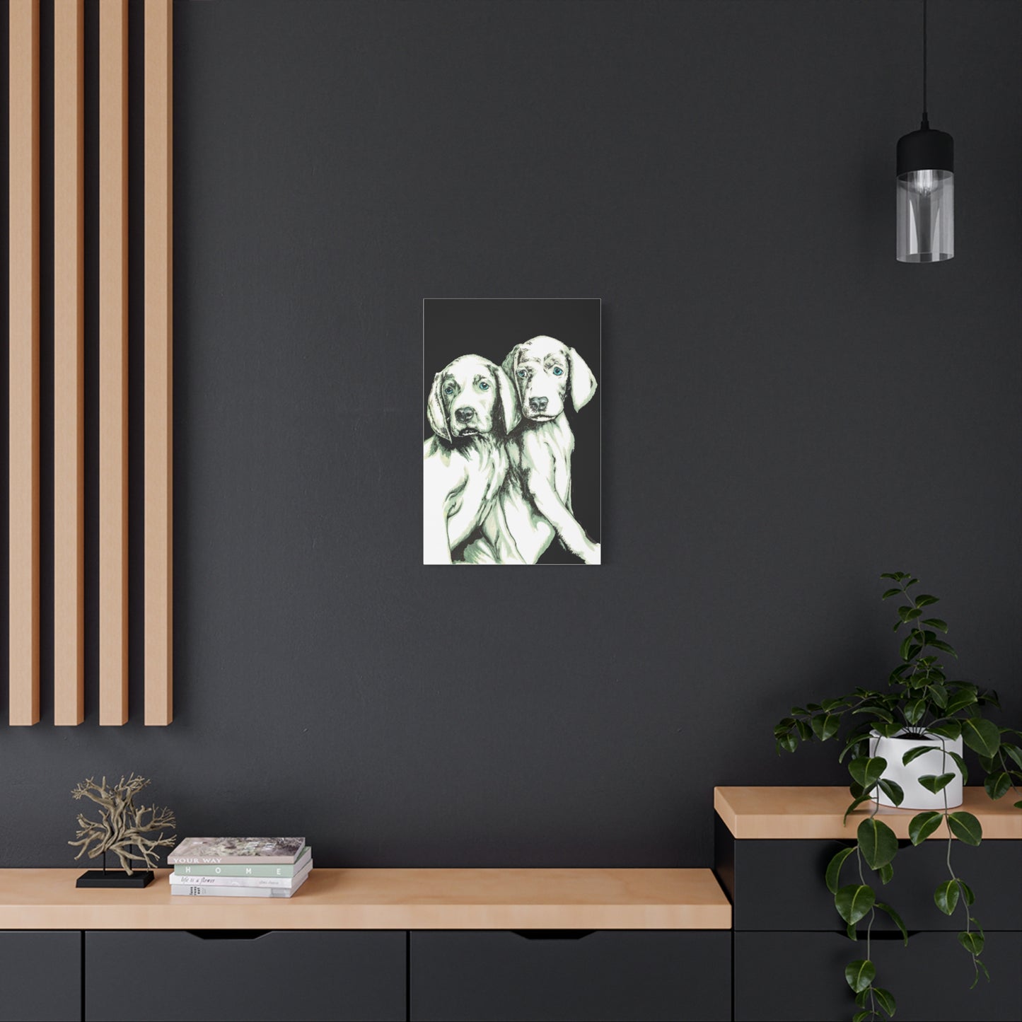 Two Puppies Art Canvas Print - Stretched Wall Decor