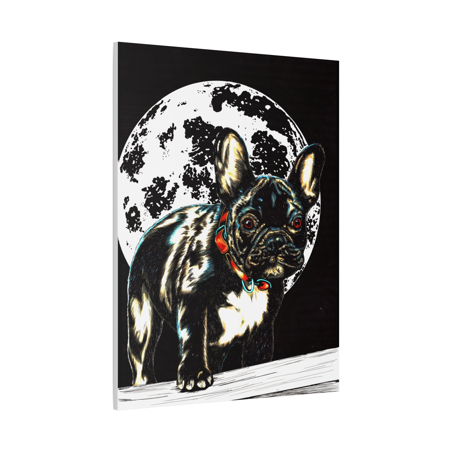 French Bulldog Moonlight Canvas Wall Art Print