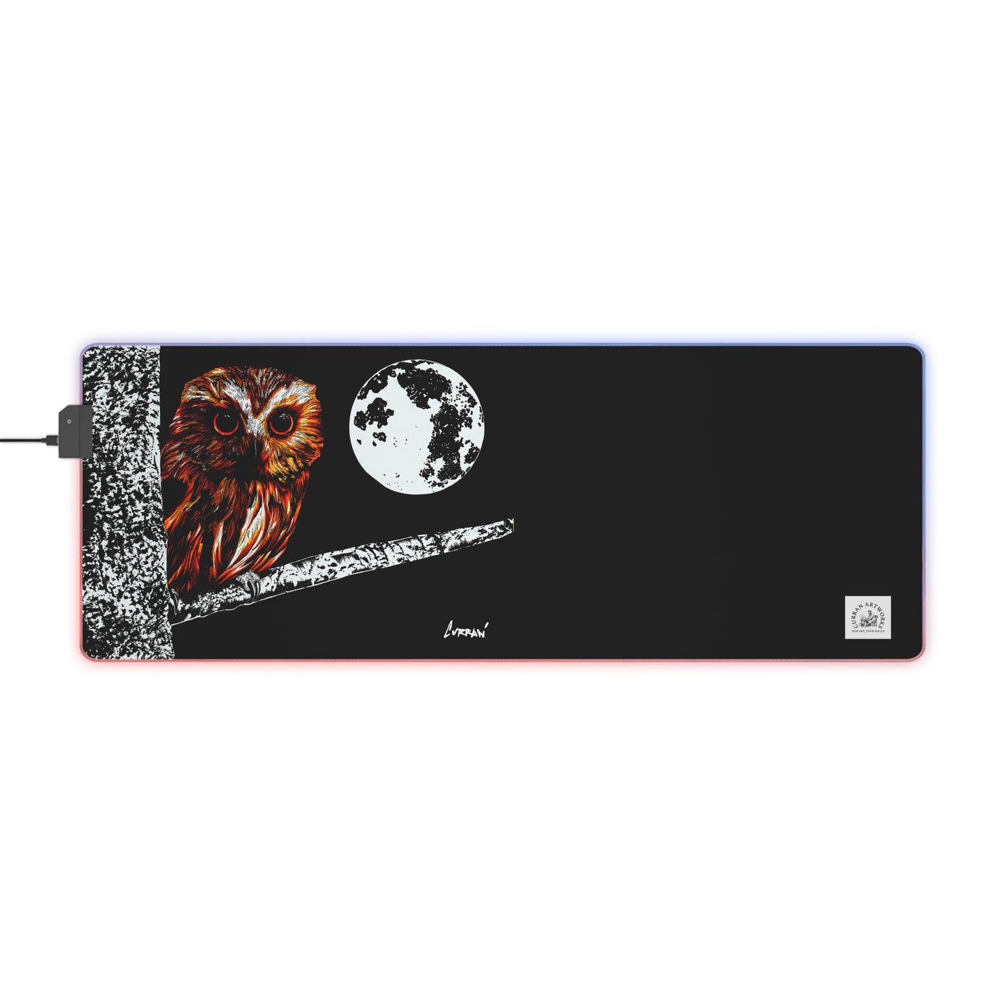 LED Owl Gaming Mouse Pad - Illuminated Design with Owl