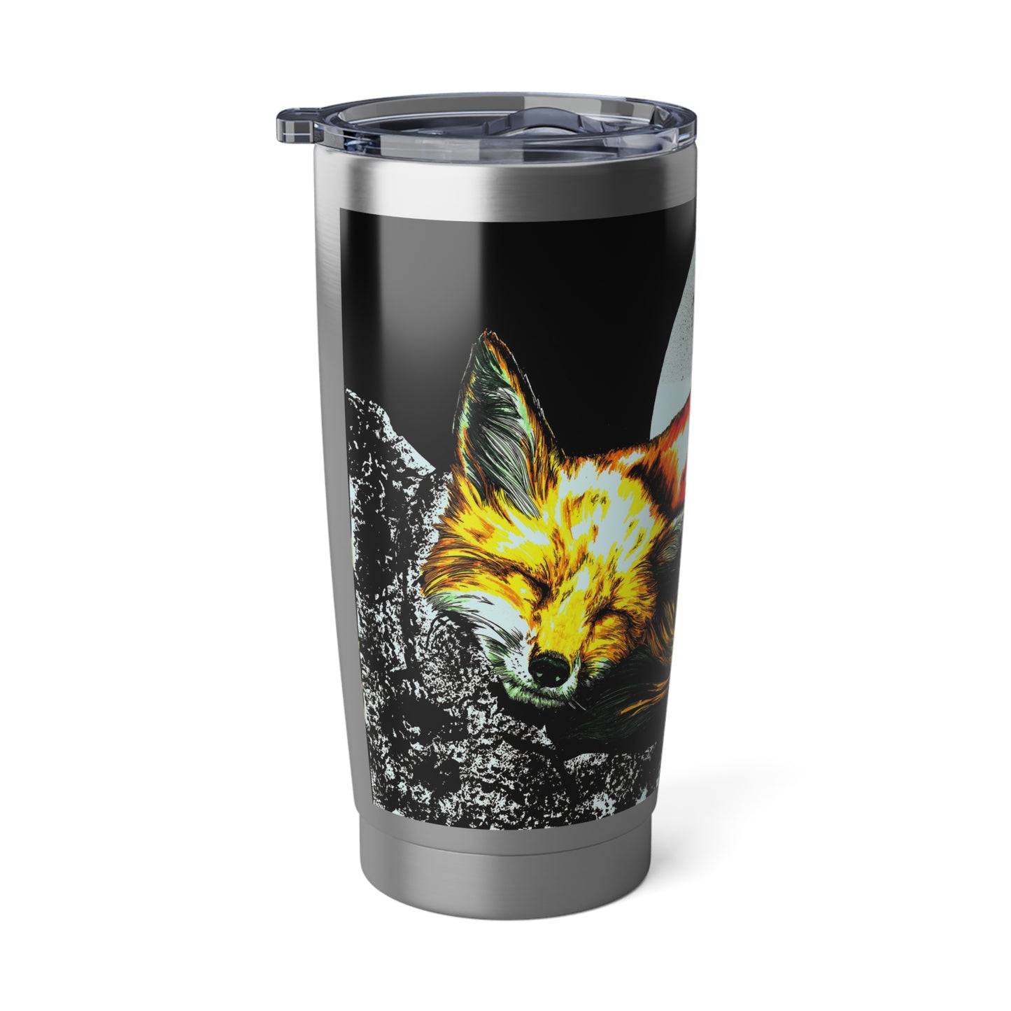 Red Fox Travel Tumbler, 20oz Metal Mug, Hand Drawn Wall Art Design, Gift for Wildlife Lover, Unique Animal Cup, Original Fox Illustration,