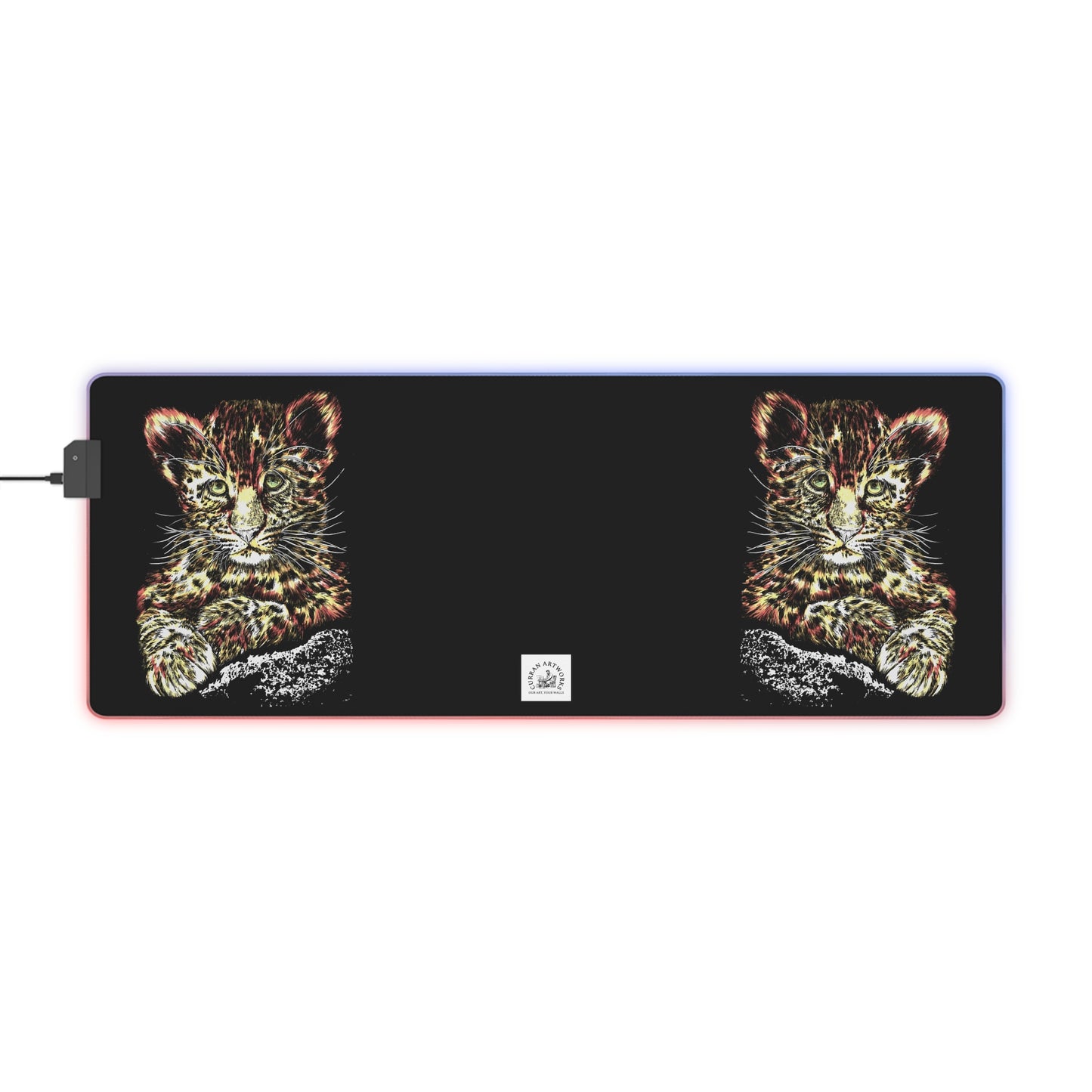 LED Gaming Mouse Pad with Leopard Design - Illuminated RGB Large Surface for Gamers