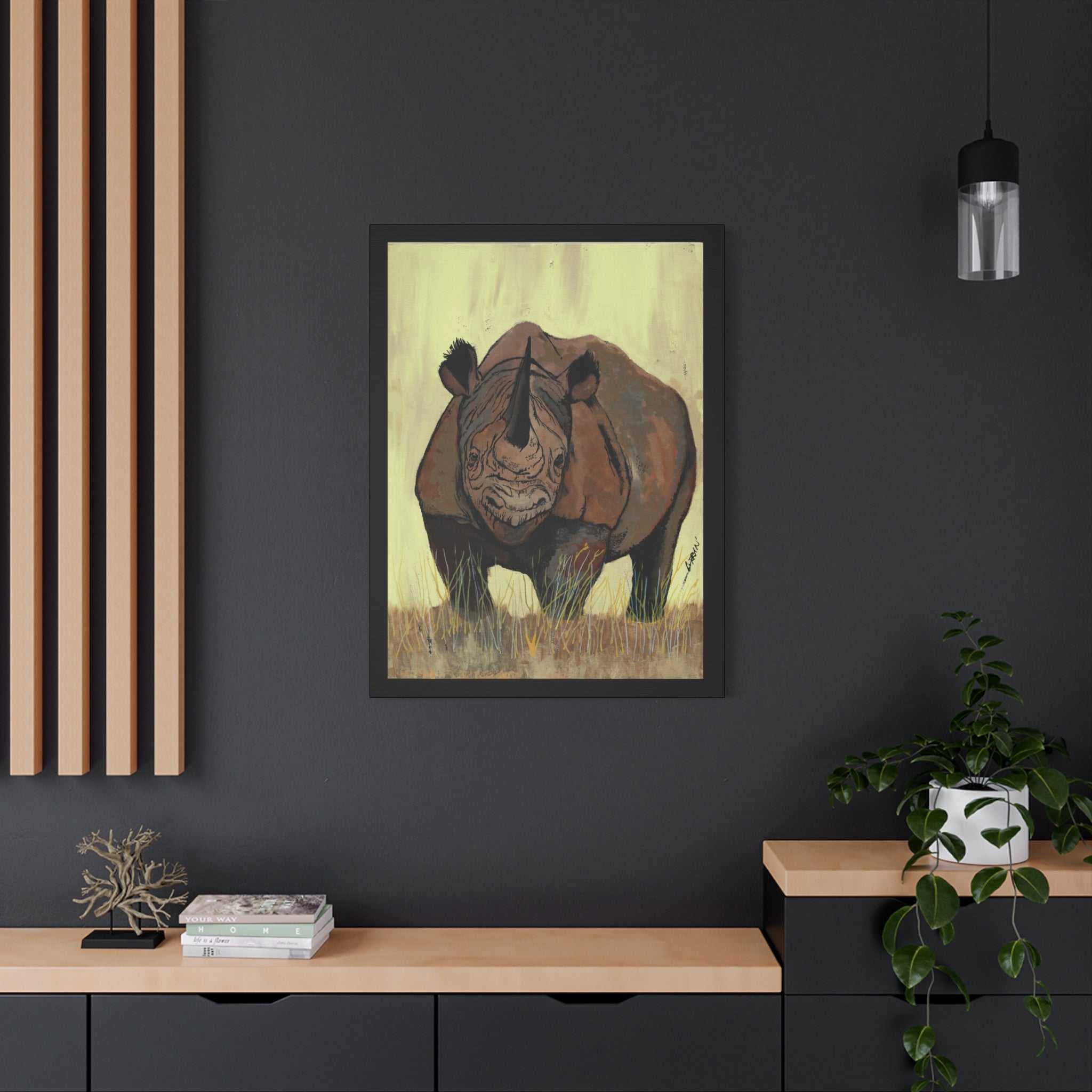 Rhino Wall Art Print of the Original, hand drawn wall art