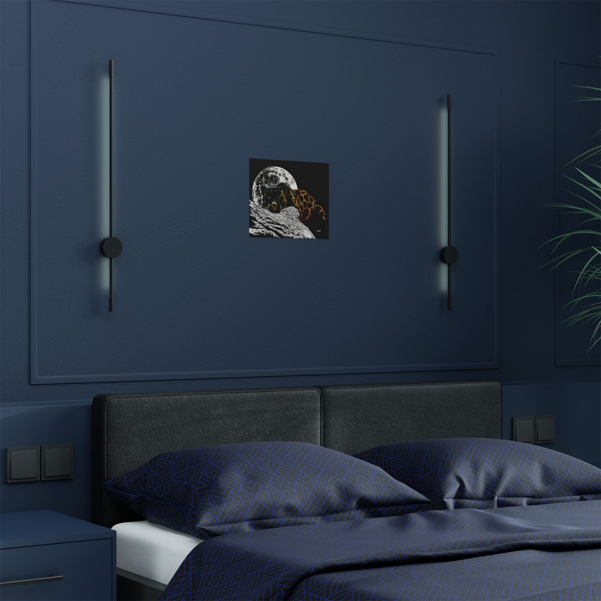 Majestic Bear Satin Poster - Night Moon Art Print (300gsm)