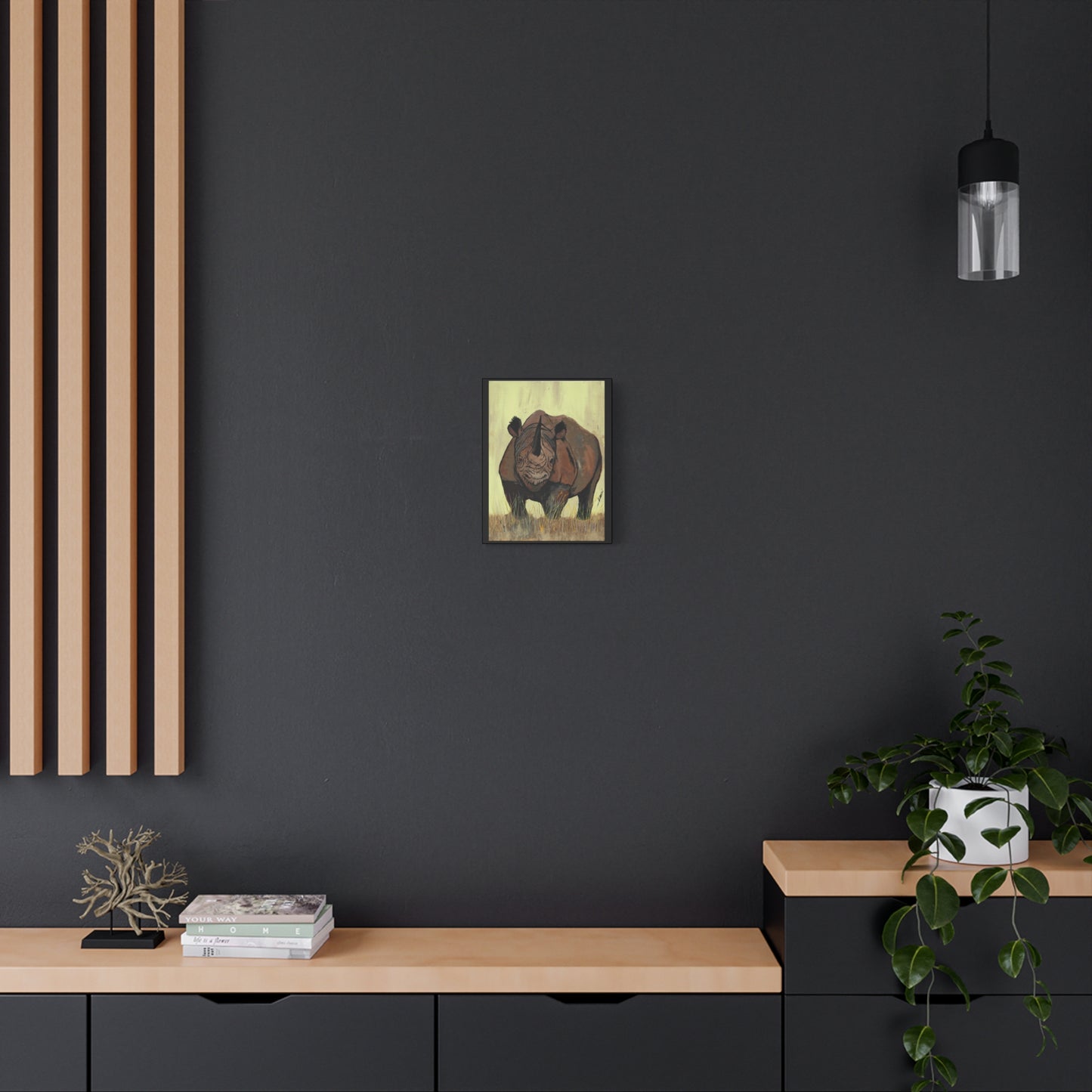 Rhino Wall Art Print of the Original, hand drawn wall art of a Rhino