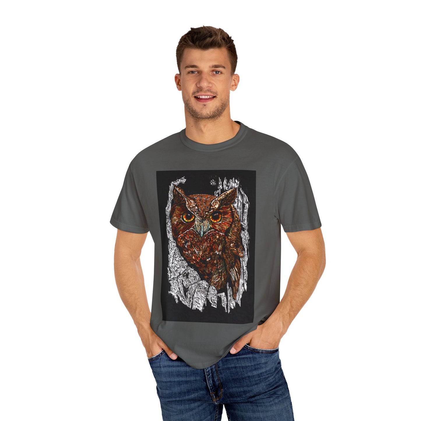 Artistic Owl Unisex Garment-Dyed T-Shirt