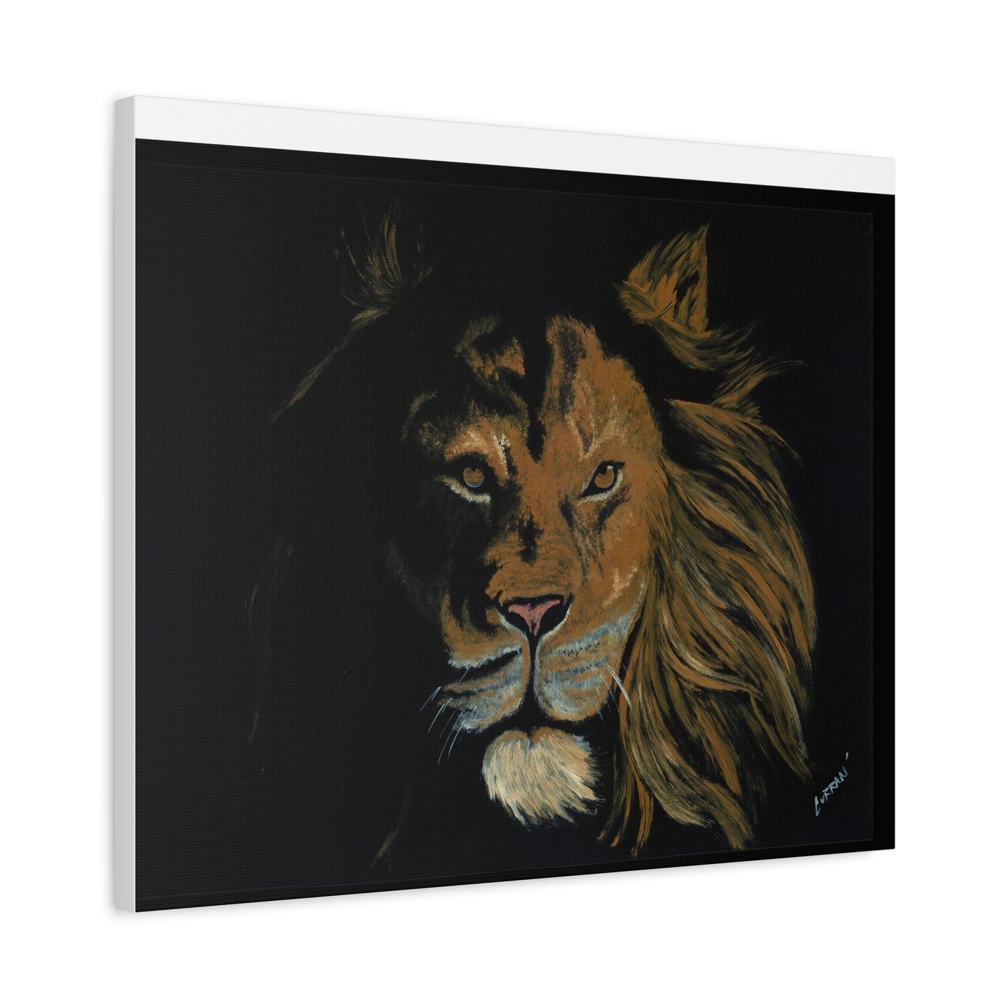 Lion Canvas Art – Original Hand-Painted Realistic and Detailed Big Cat Portrait printed on Matte Canvas, Stretched, 1.25"