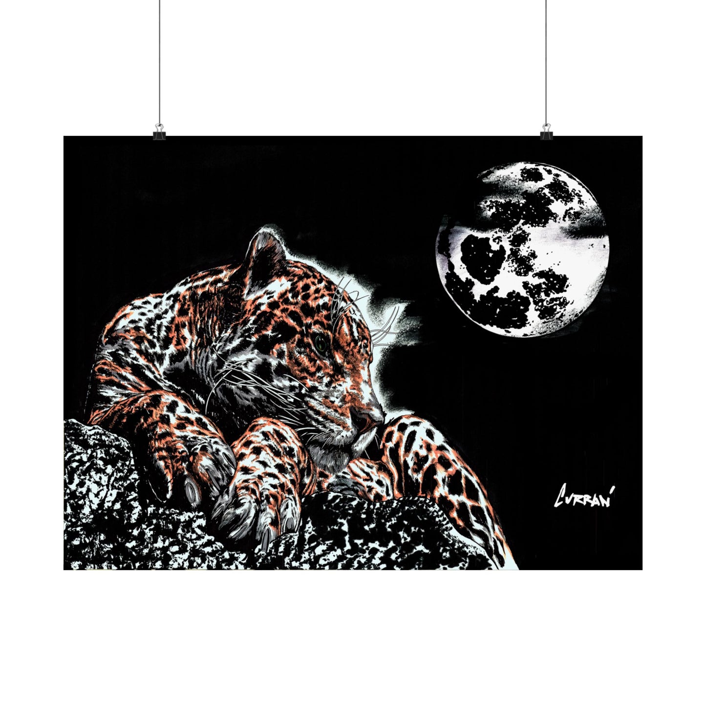Majestic Leopard Satin Poster (300gsm) - Moonlit Wildlife Art
