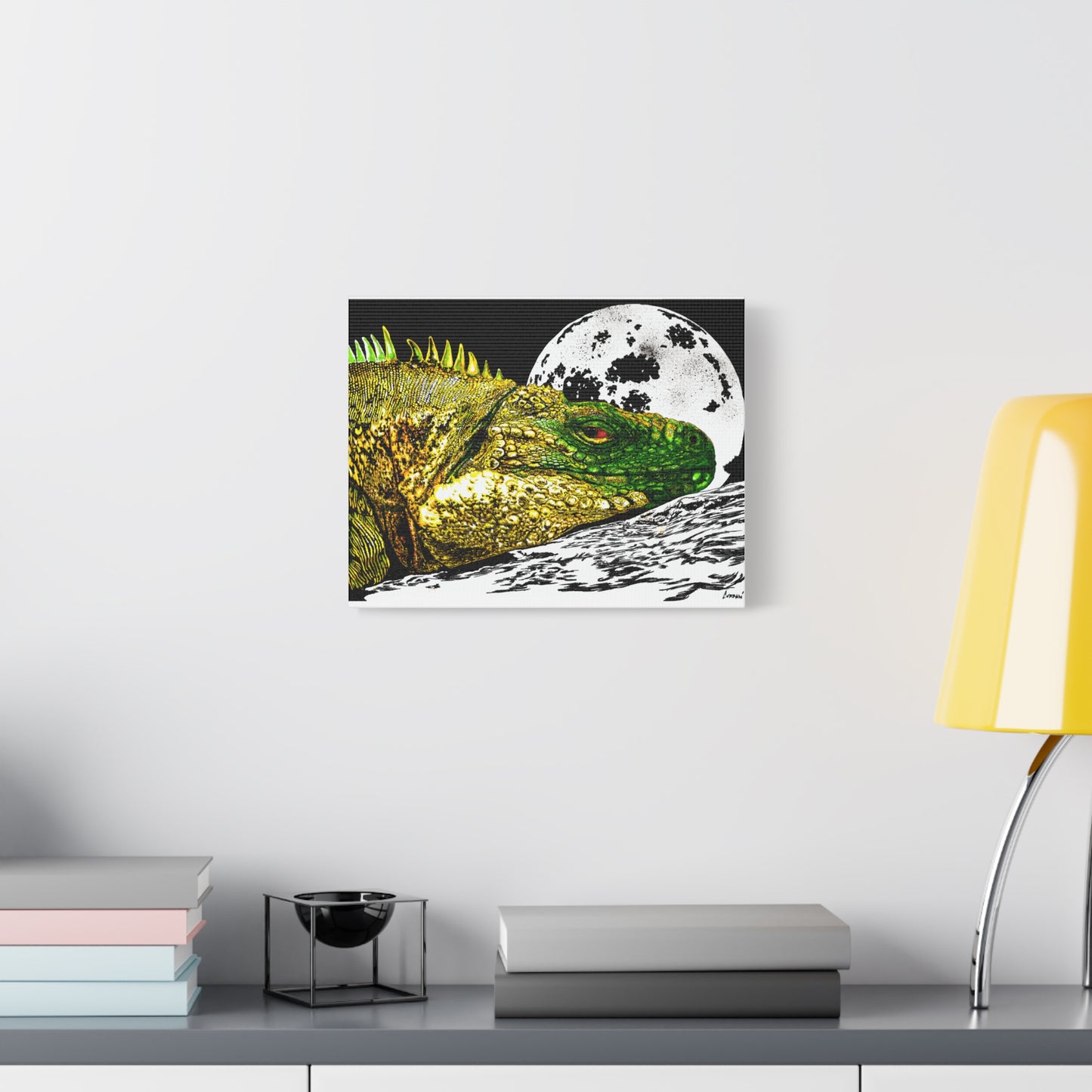 Reptile Art Print, Print of my Original hand drawn art printed on stretched canvas of a Reptile