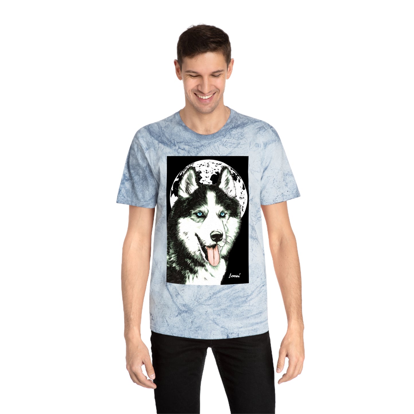 Siberian Husky Moon Graphic Tee for Animal Lovers