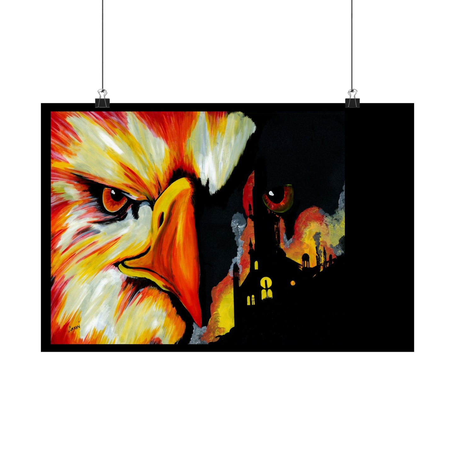 Phoenix Vibrant Satin Poster - Fierce Eagle Artwork