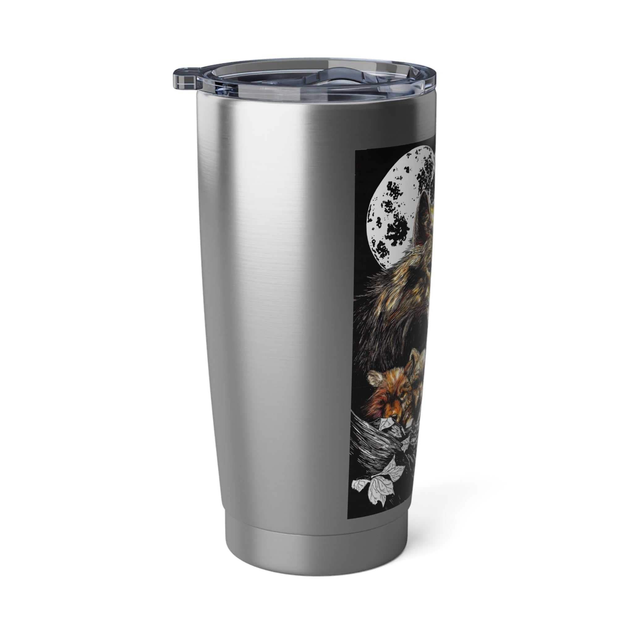 Nature and art with our Wolf and Cubs Travel Mug, Vagabond Tumbler, Original Art Cup, Wildlife Gift, Hand Drawn Coffee Container, Animal Lover Mug. Shop now!