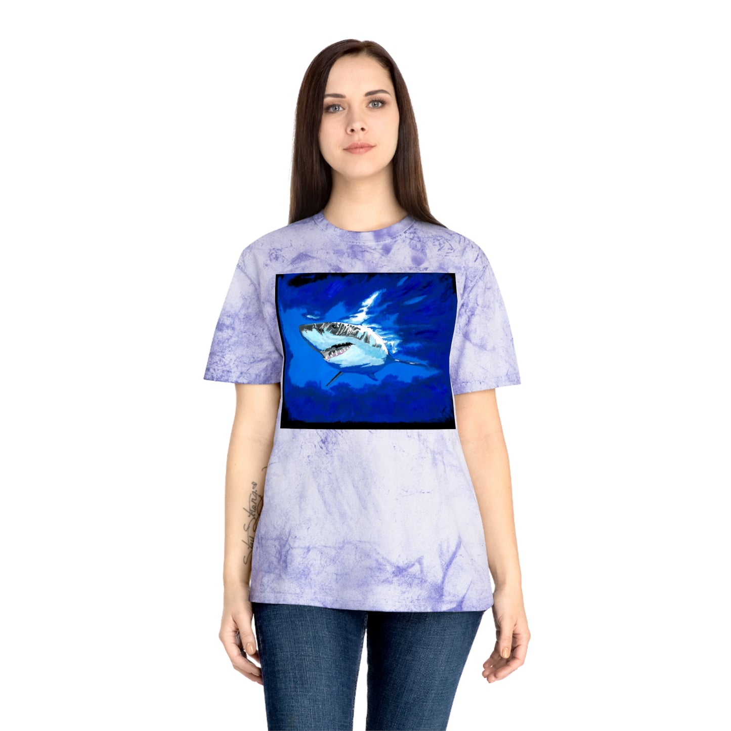 Great White Shark T Shirt Original Hand Painted Art