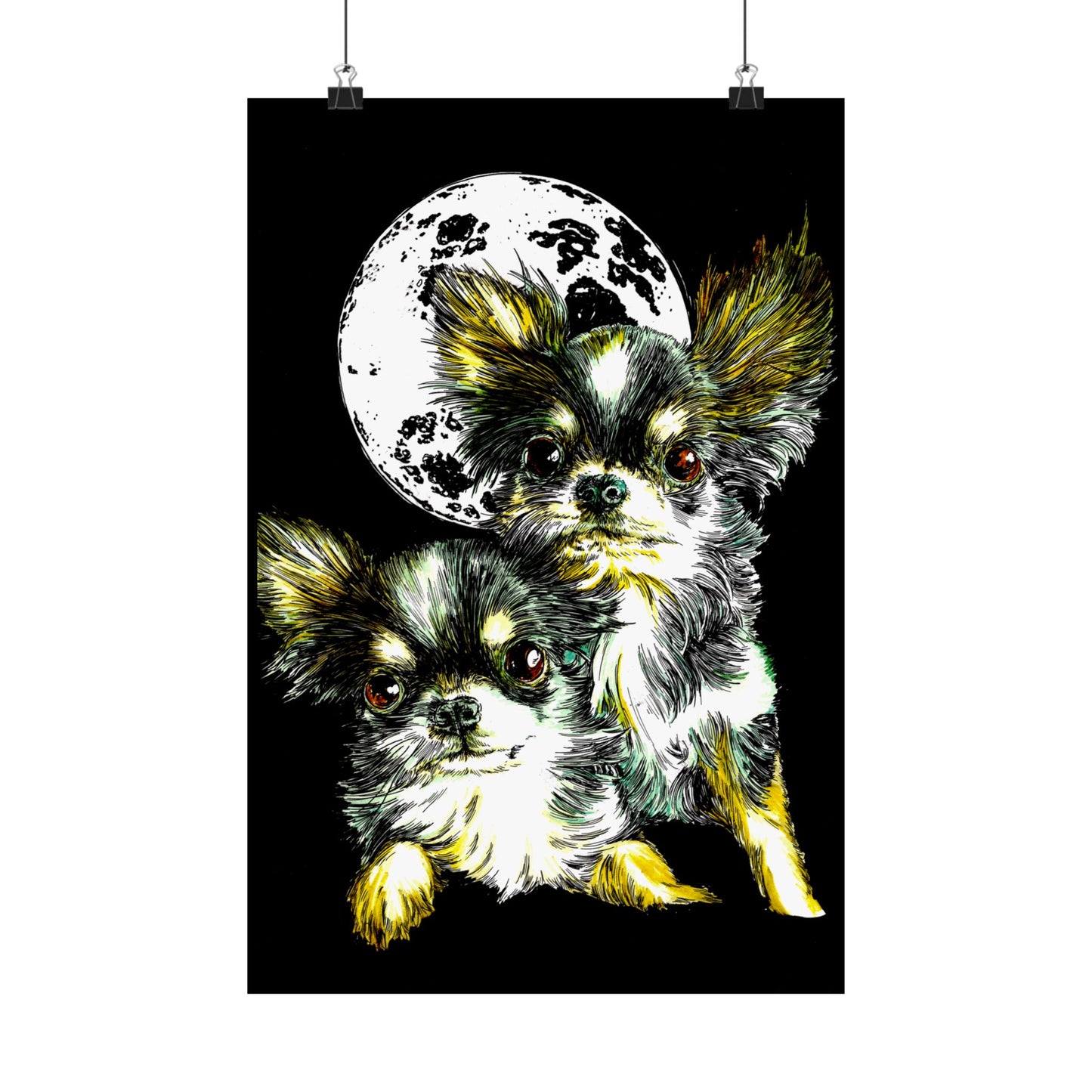 Chihuahua Moonlight Satin Poster - 300gsm Pet Art Decor