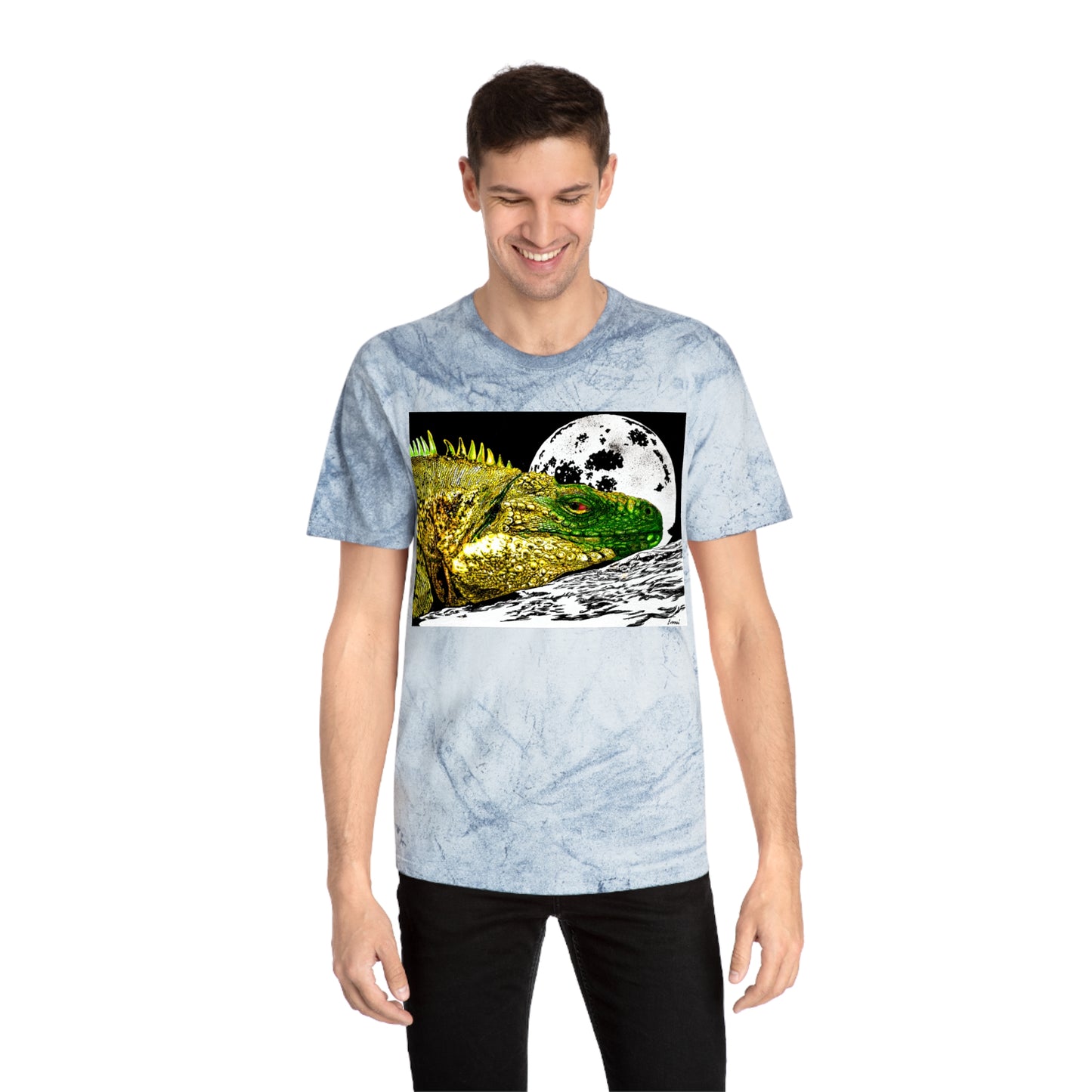 Reptile Moonlight T Shirt Hand Drawn Color Blast Design
