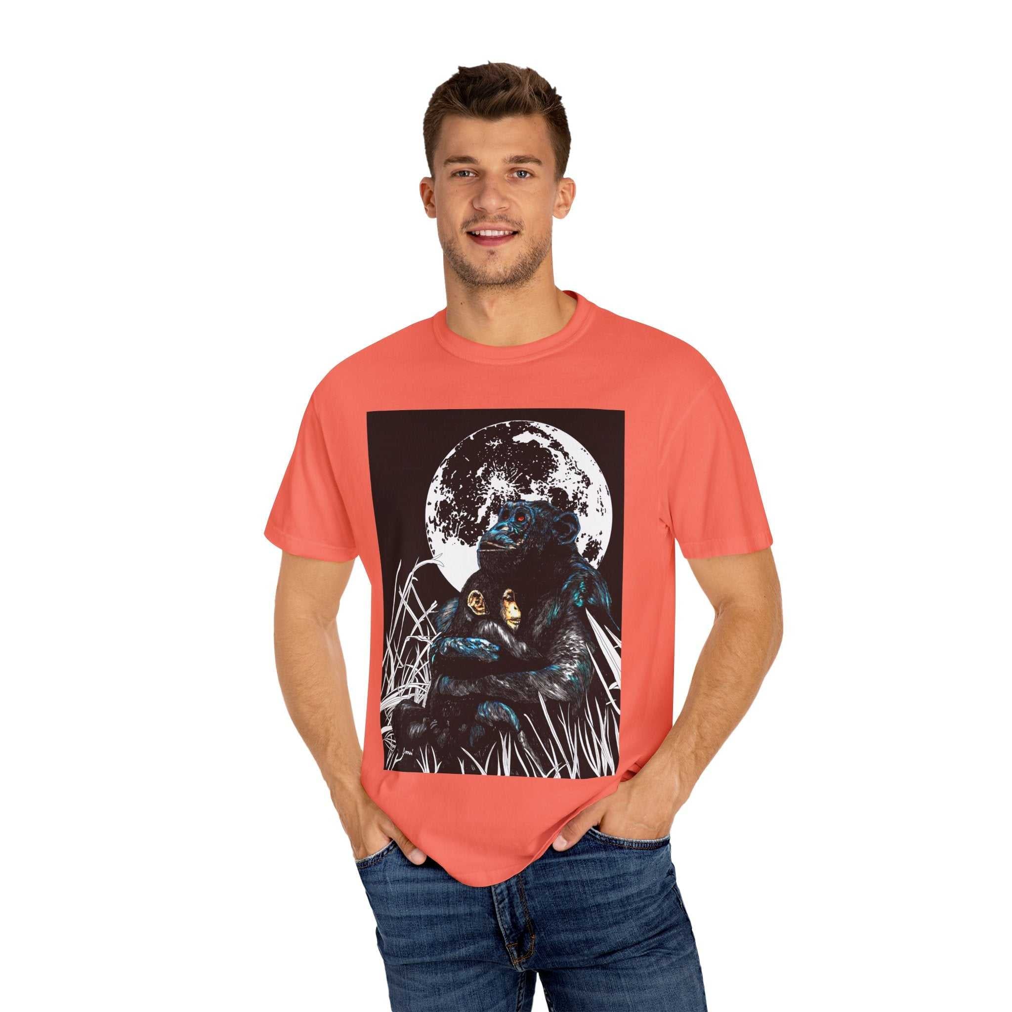 Moonlit Gorilla and Child Unisex Garment-Dyed T-Shirt