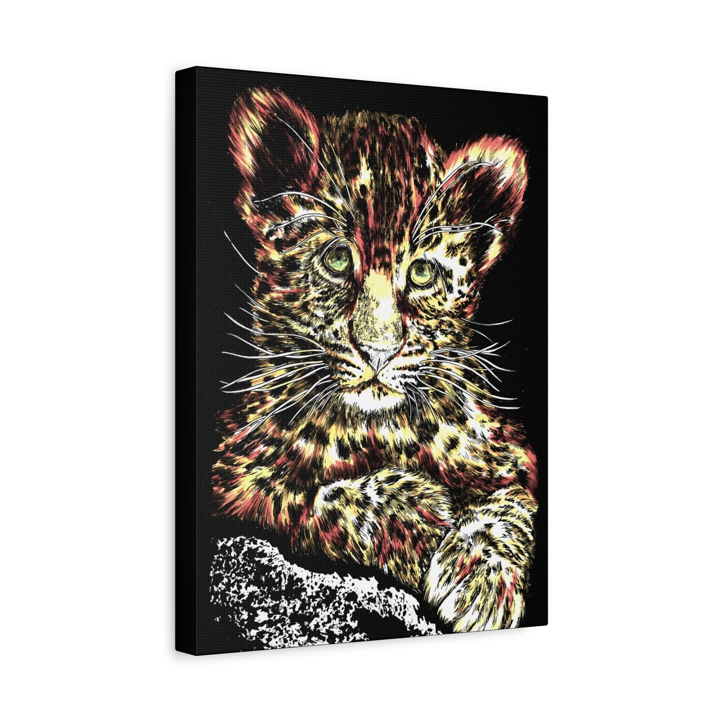 Leopard Cub Wall Art Print of the Original, hand drawn wall art of a Leopard Cub