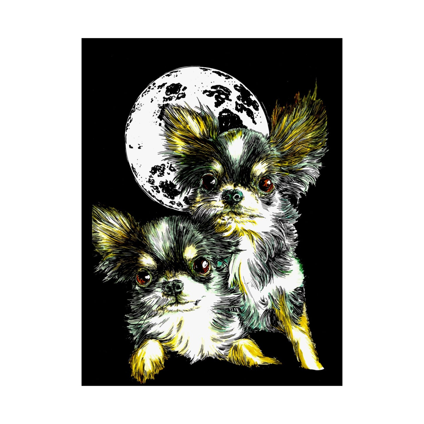 Chihuahua Moonlight Satin Poster - 300gsm Pet Art Decor