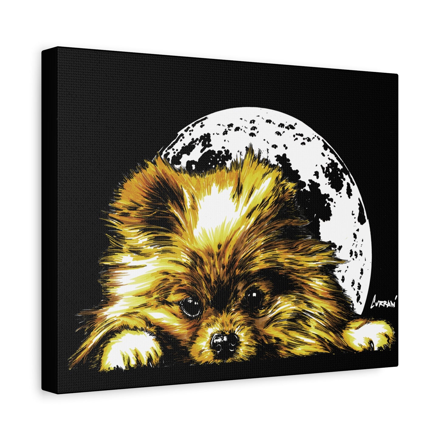 Pomeranian Moon Canvas Art Print- Dog Lover's Decor, 1.25" Stretched Print