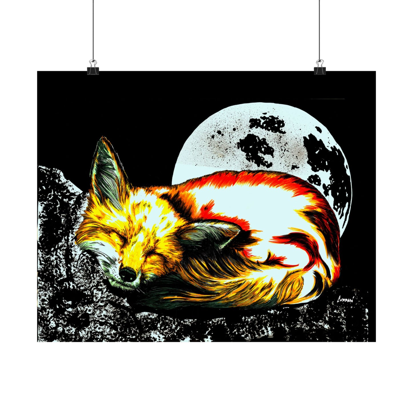 Dreamy Fox Satin Poster - 300gsm Art Print for Animal Lovers
