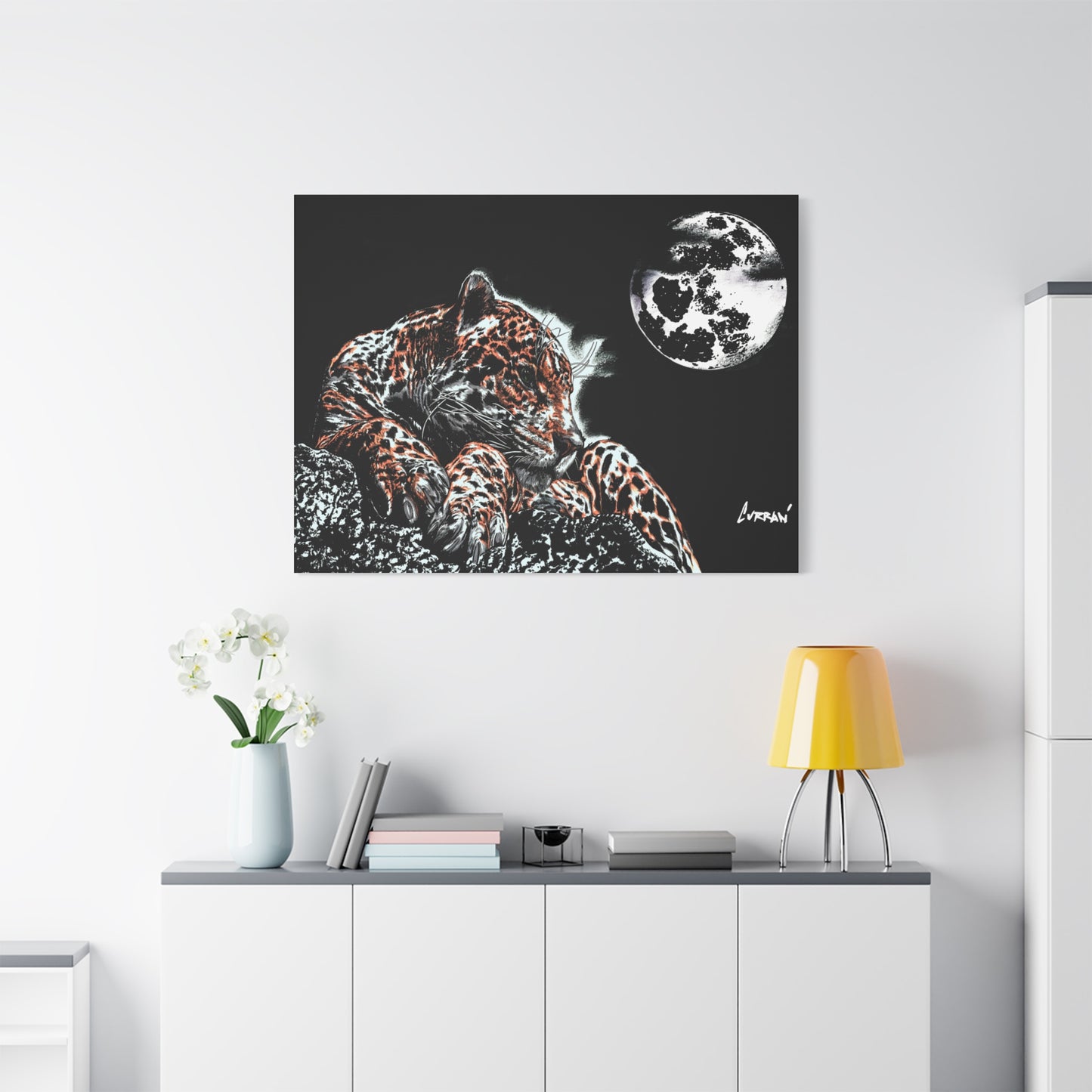 Leopard Canvas Art – Original Hand-Drawn Realistic Big Cat Wall Decor printed on Matte Canvas, Stretched, 1.25"