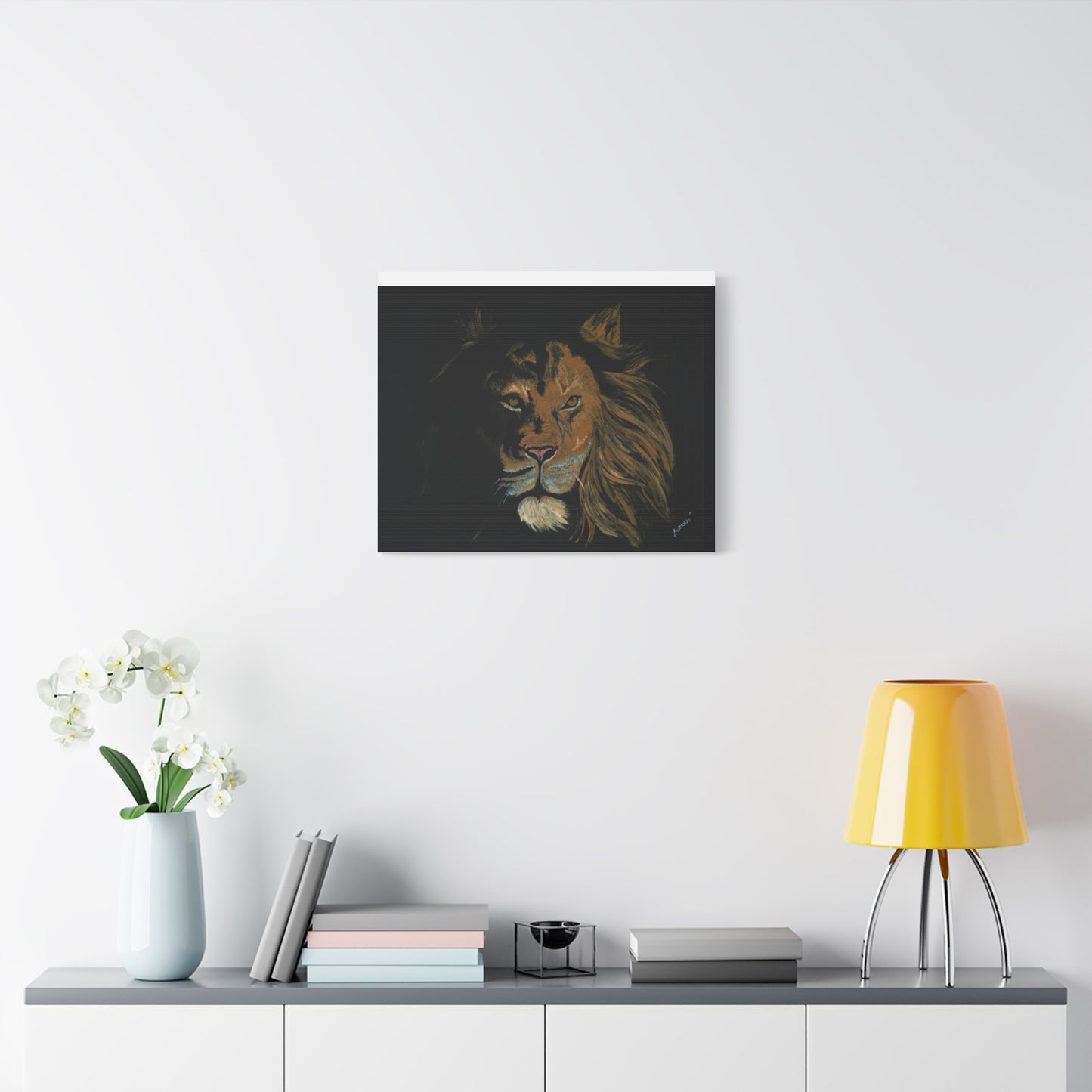 Lion Canvas Art – Original Hand-Painted Realistic and Detailed Big Cat Portrait printed on Matte Canvas, Stretched, 1.25"