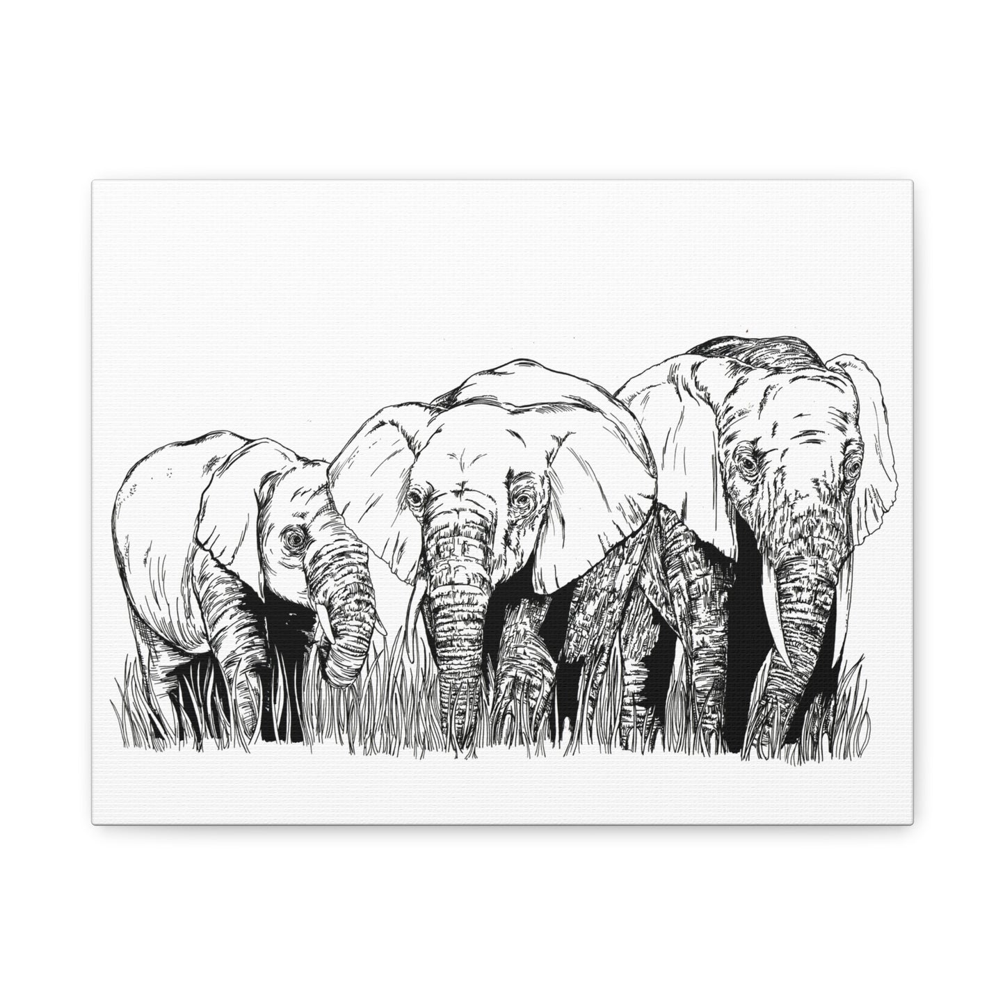 Elephant Family Art – Original Hand-Drawn Unique,